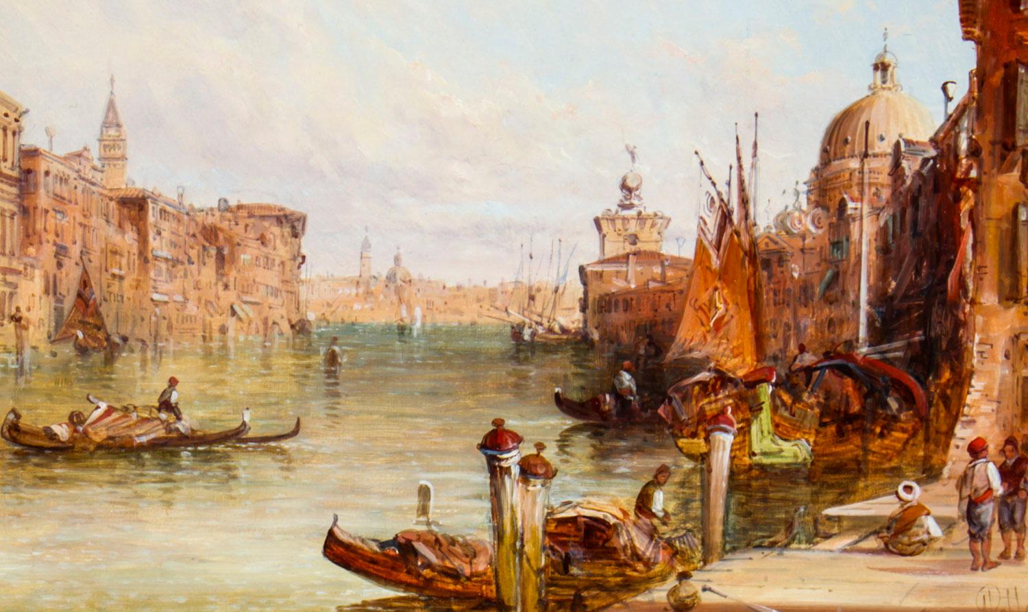 This is a beautiful oil on canvas paintings of the view of the Grand Canal in Venice by the renowned British artist Alfred Pollentine (1836-1890) and is signed lower right 