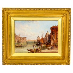 Antique Oil Painting of the Grand Canal Venice Alfred Pollentine 19th C