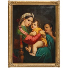 Oil Painting Old Master Copy after Raphael's Madonna Della Sedia, 19th Century