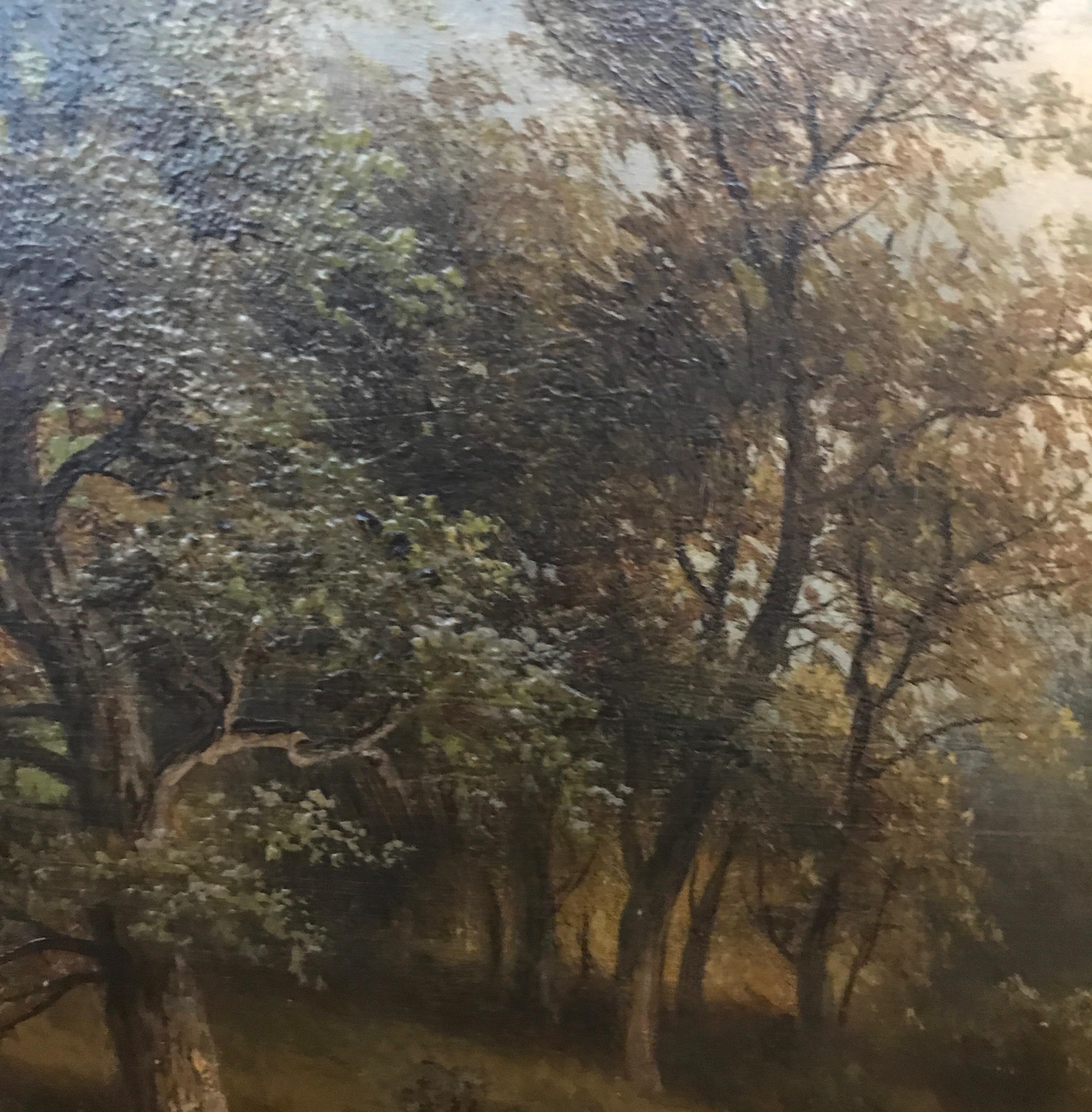 Giltwood Antique Oil Painting on Board Artist Signed Original Frame