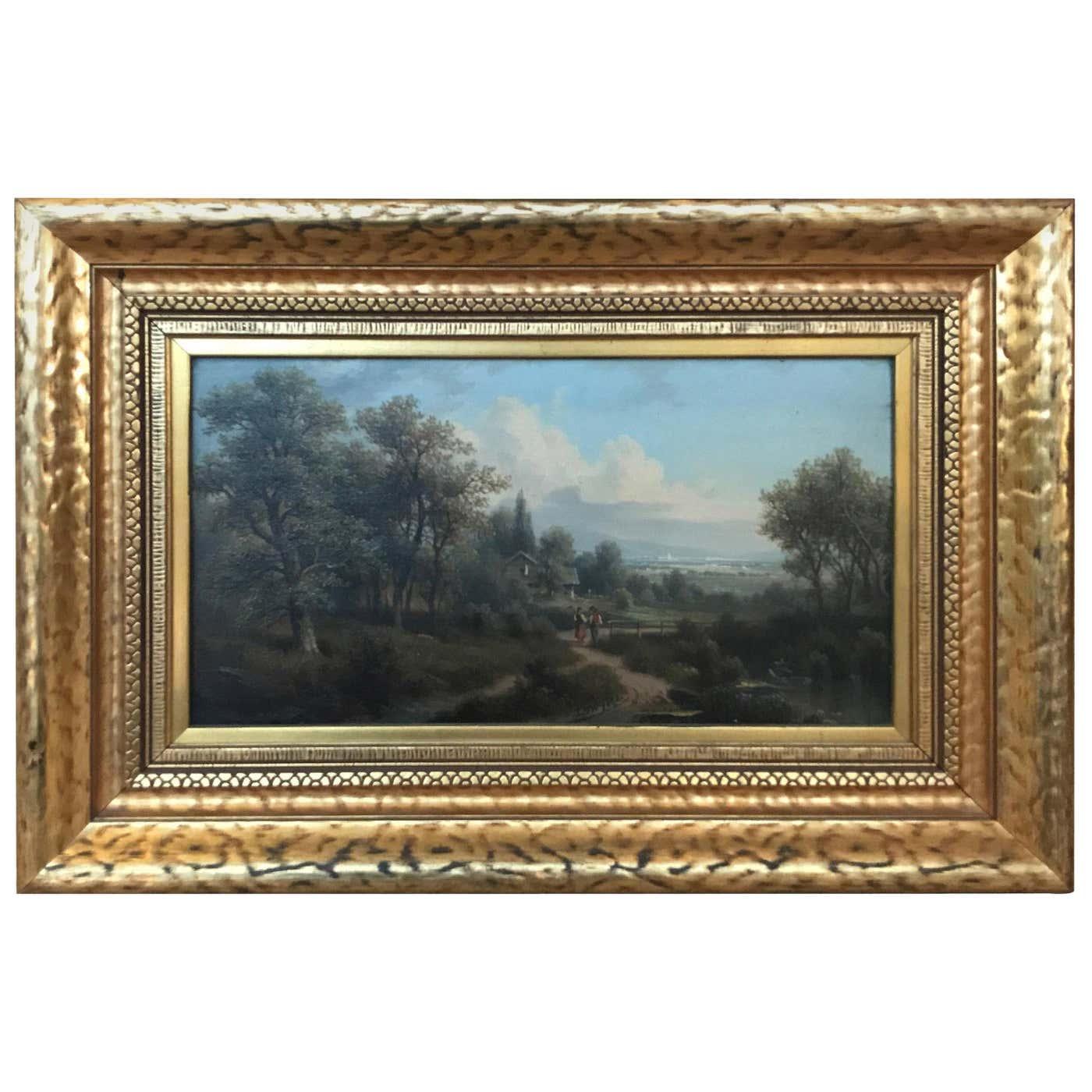 Antique Oil Painting on Board Artist Signed Original Frame For Sale at ...