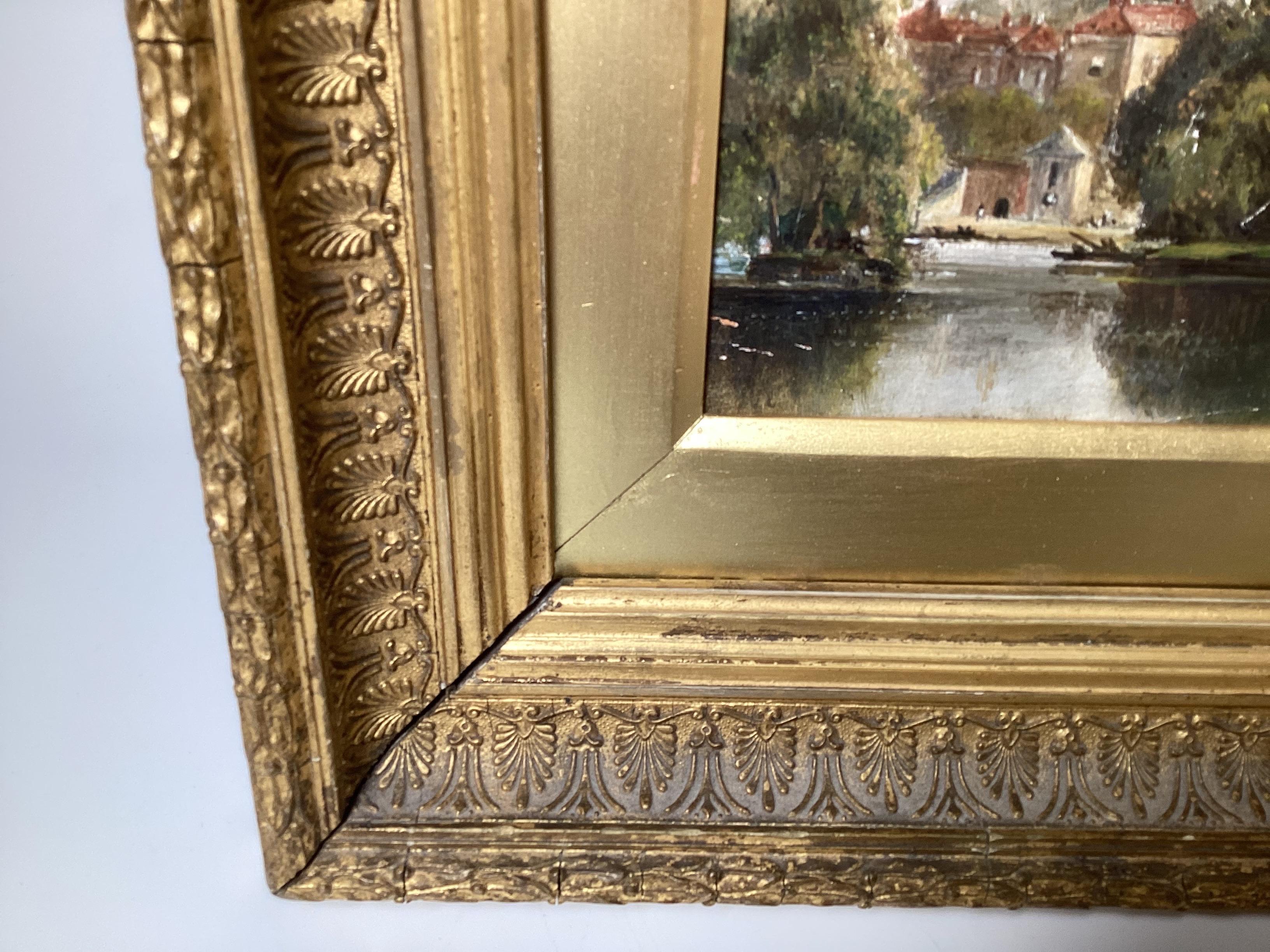 Antiguo cuadro al óleo sobre tabla de la English School en venta 2