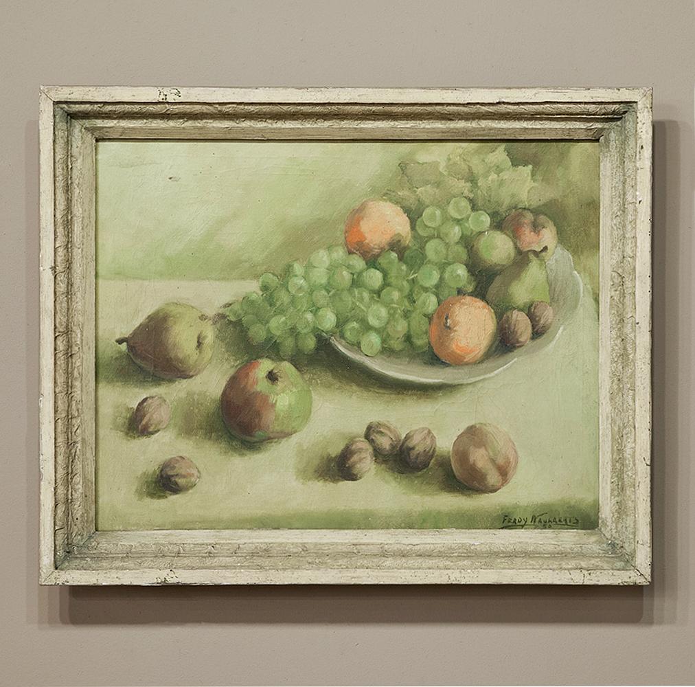 Mid-Century Modern Antique Oil Painting on Canvas by Ferdy Naulaerts For Sale