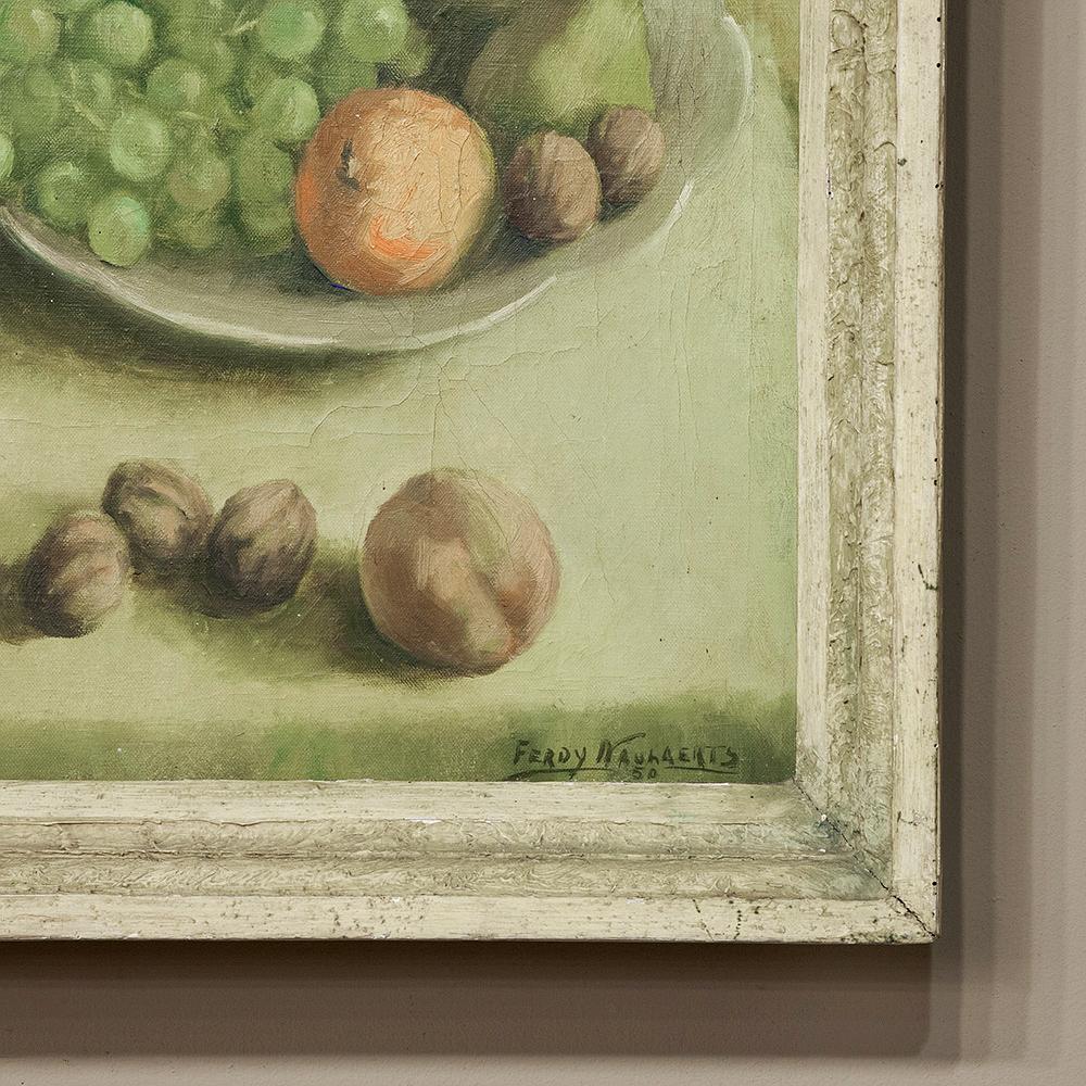 Antique Oil Painting on Canvas by Ferdy Naulaerts In Good Condition For Sale In Dallas, TX