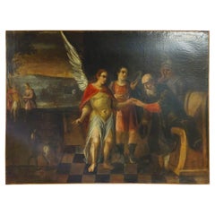 Antique Oil Painting on Canvas, Depicting the Archangel, '700 Italy
