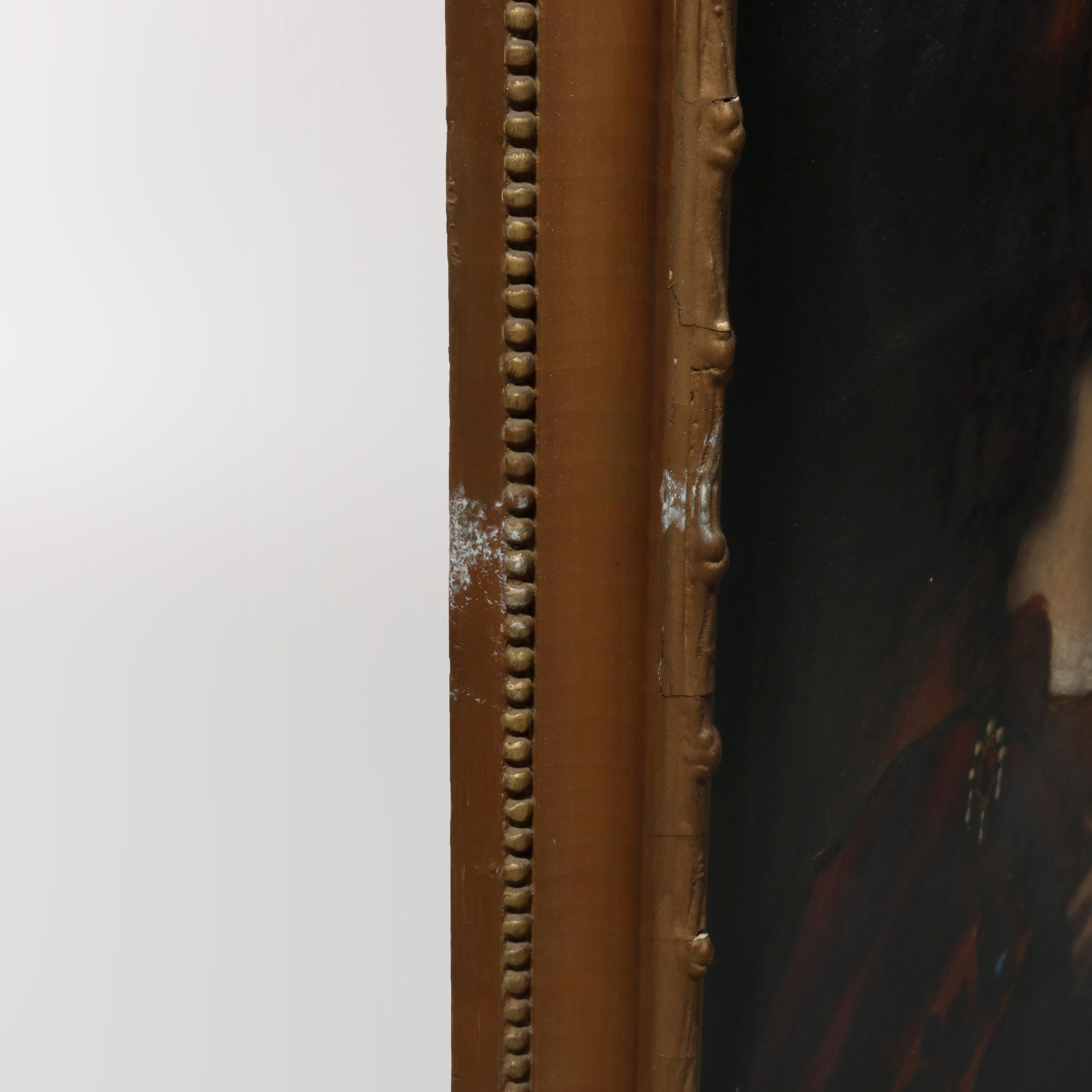 Antique Oil Painting on Canvas Old Master Copy Mary Magdalene, 19th Century 10