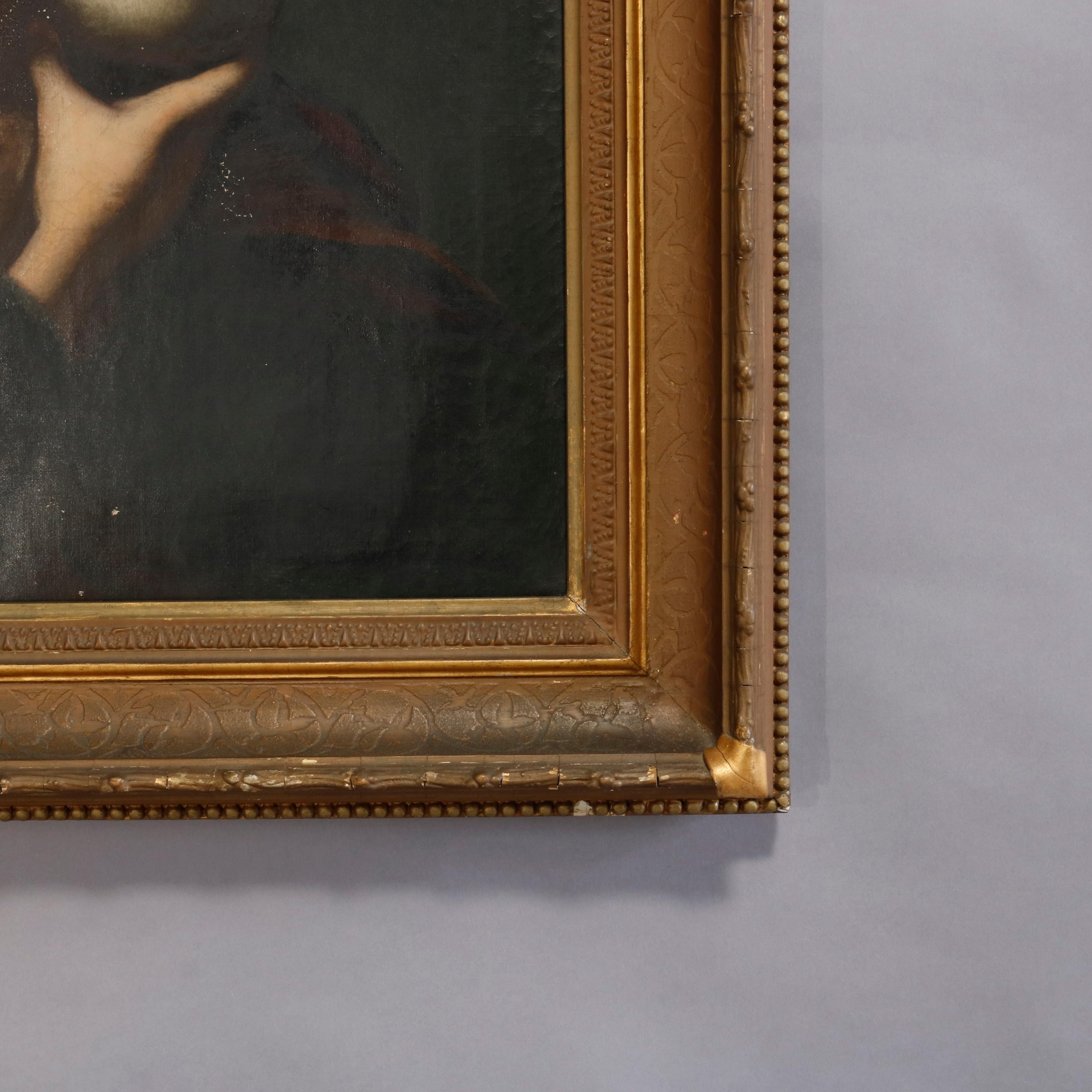 Antique Oil Painting on Canvas Old Master Copy Mary Magdalene, 19th Century 3