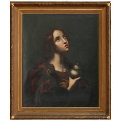 Antique Oil Painting on Canvas Old Master Copy Mary Magdalene, 19th Century