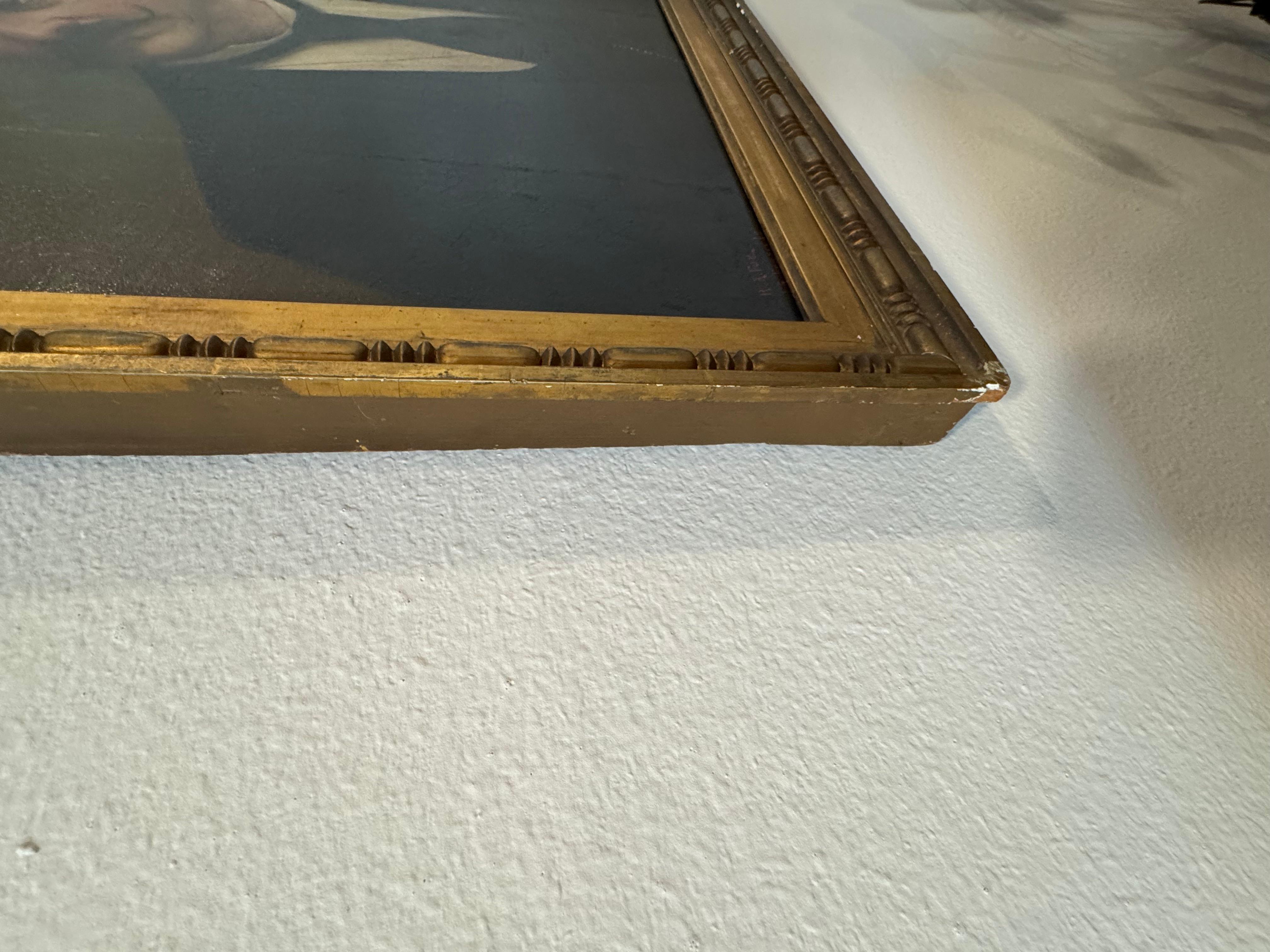 Antico dipinto a olio su tela con ritratto in vendita 3