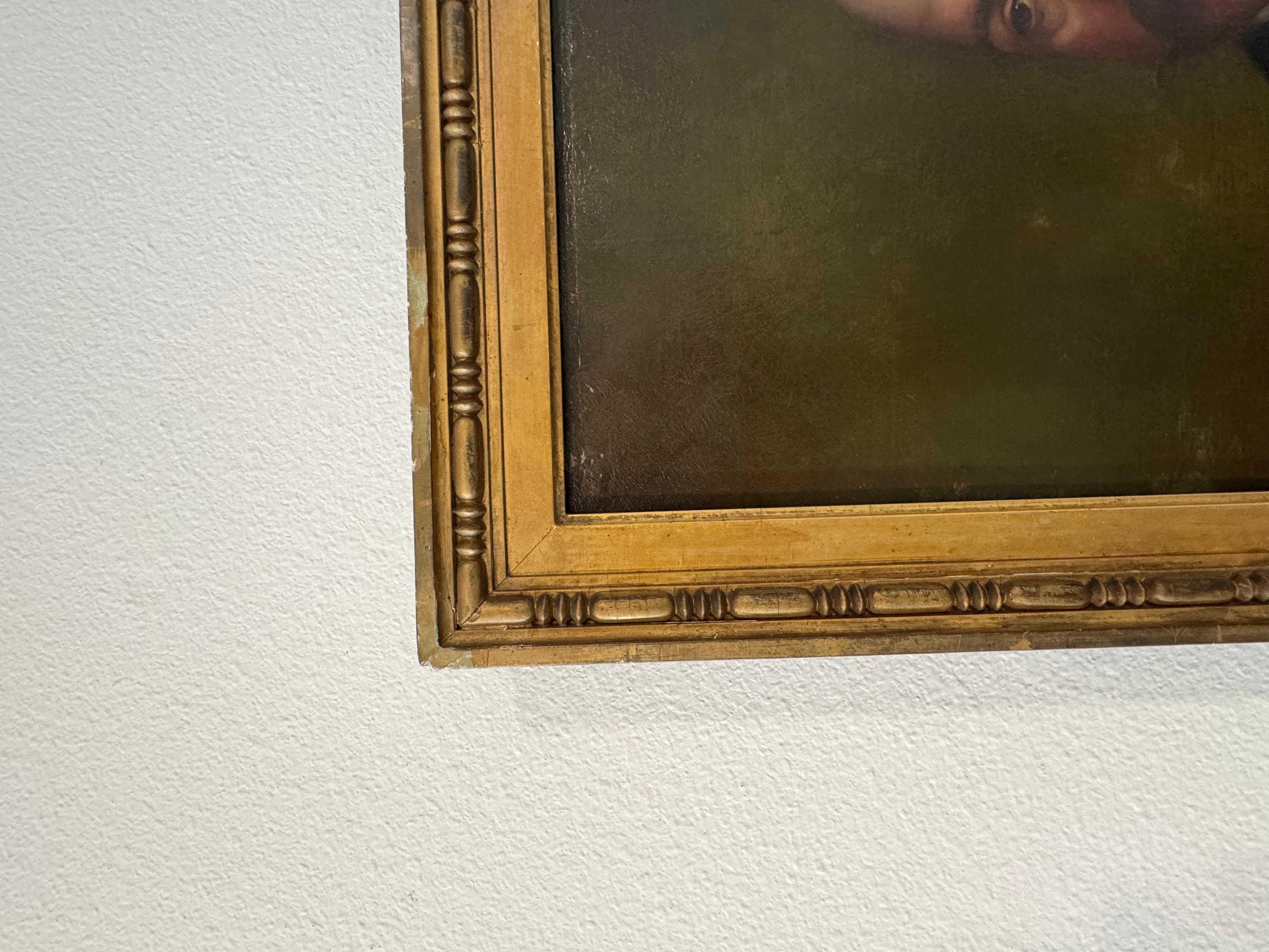 Canadese Antico dipinto a olio su tela con ritratto in vendita