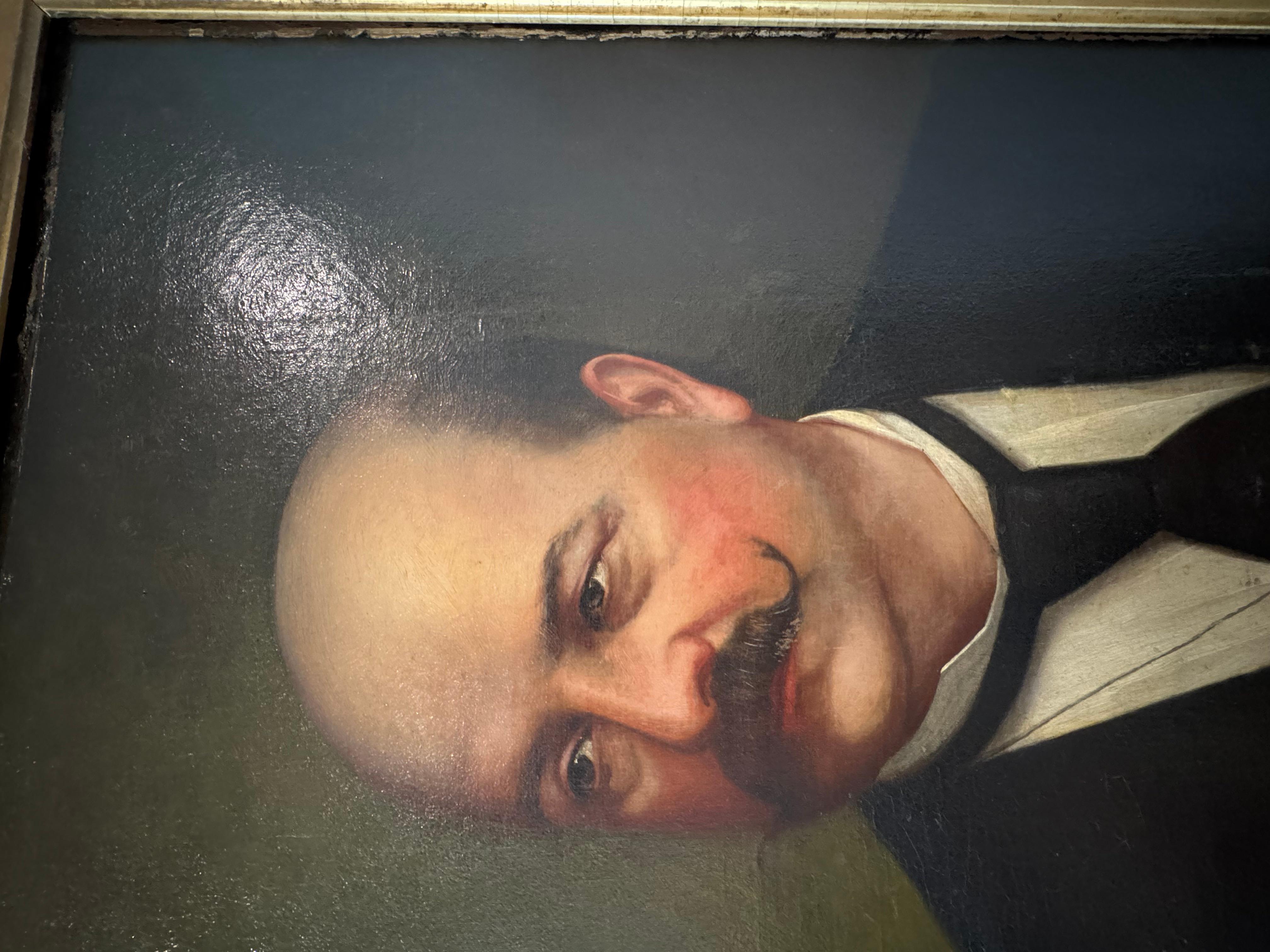 Tela Antico dipinto a olio su tela con ritratto in vendita