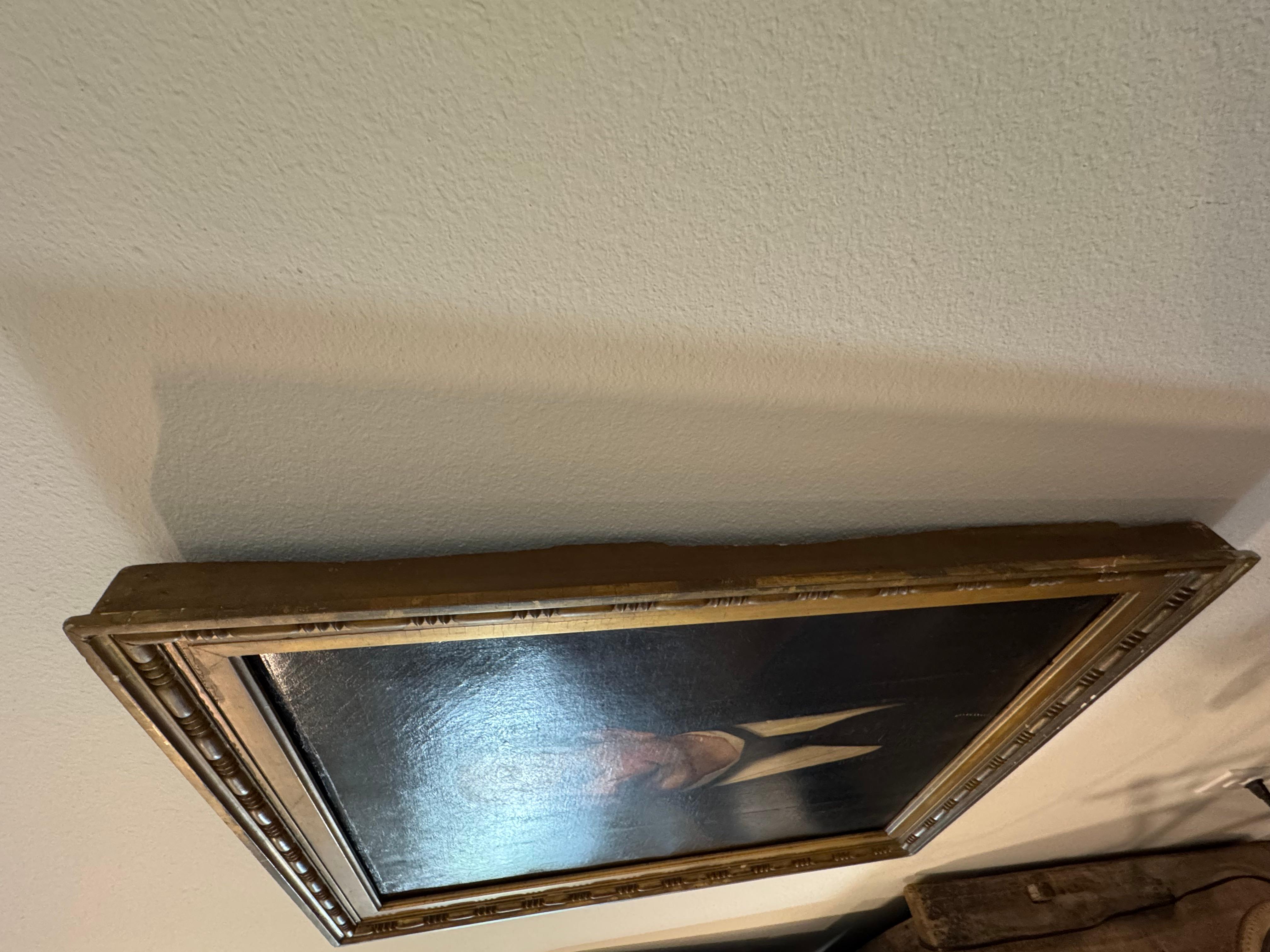 Antico dipinto a olio su tela con ritratto in vendita 1