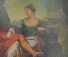 Antique Oil Painting on Canvas with Gilt Frame