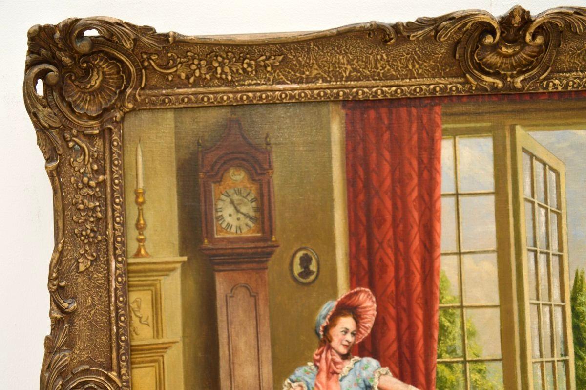 Victorian Antique Oil Painting on Canvass by Alfred Lyndon Grace For Sale