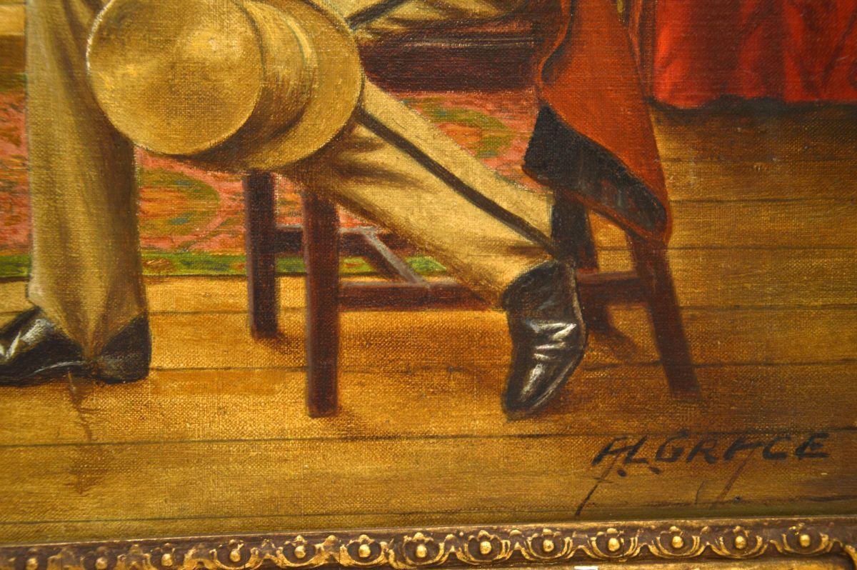 Antique Oil Painting on Canvass by Alfred Lyndon Grace For Sale 3