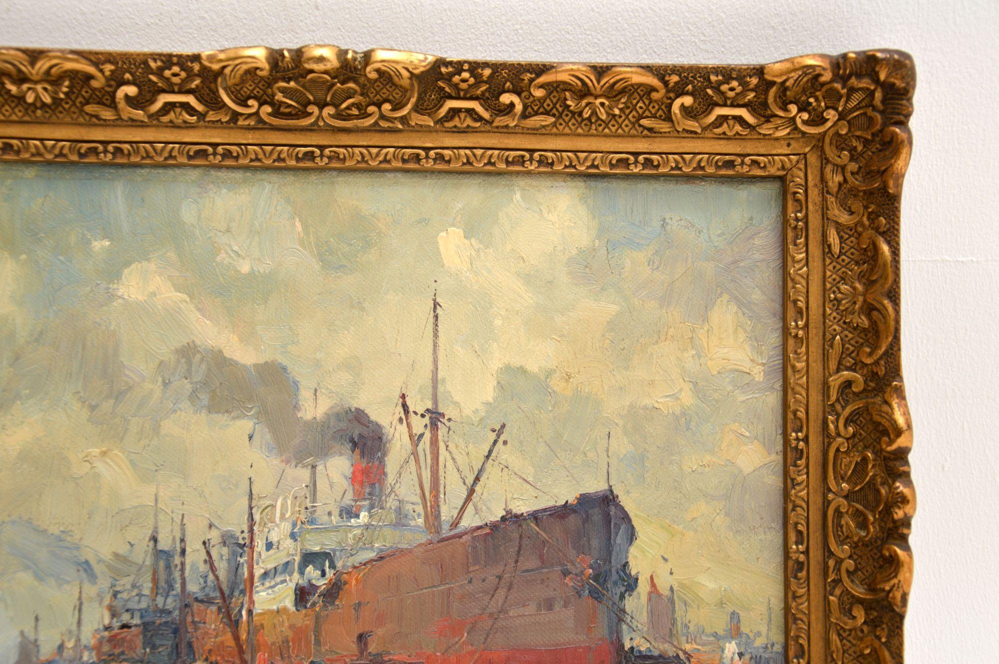 Peint à la main Peinture à l'huile ancienne sur toile de Gerard Wiegman (1875-1964) en vente