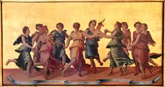 Antique Oil Painting on Panel, "Dance of Apollo, " circa 1890
