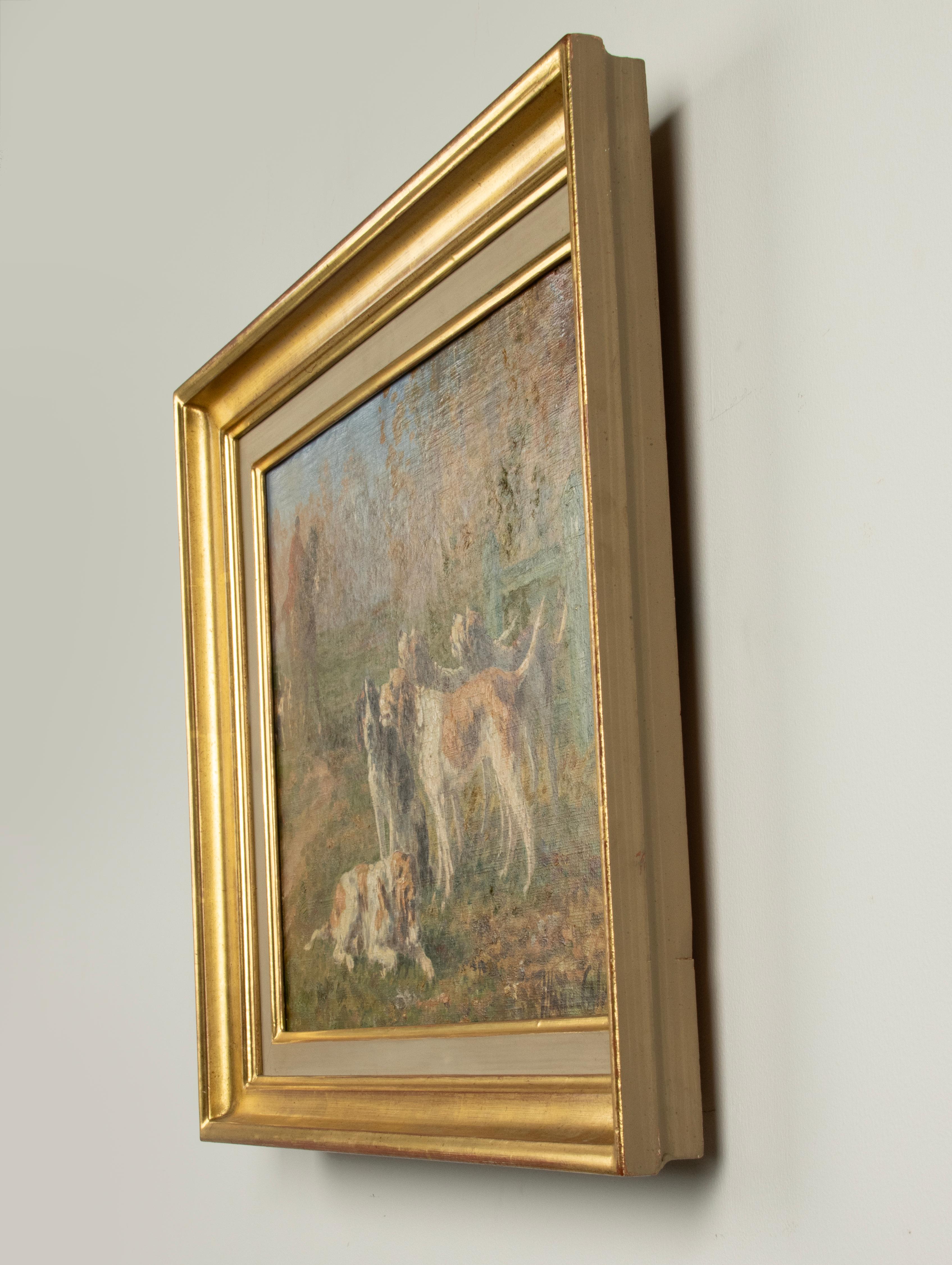 Antique Oil Painting - Pack of Hunting Dogs - Signed Marie Didière Calvès  For Sale 3