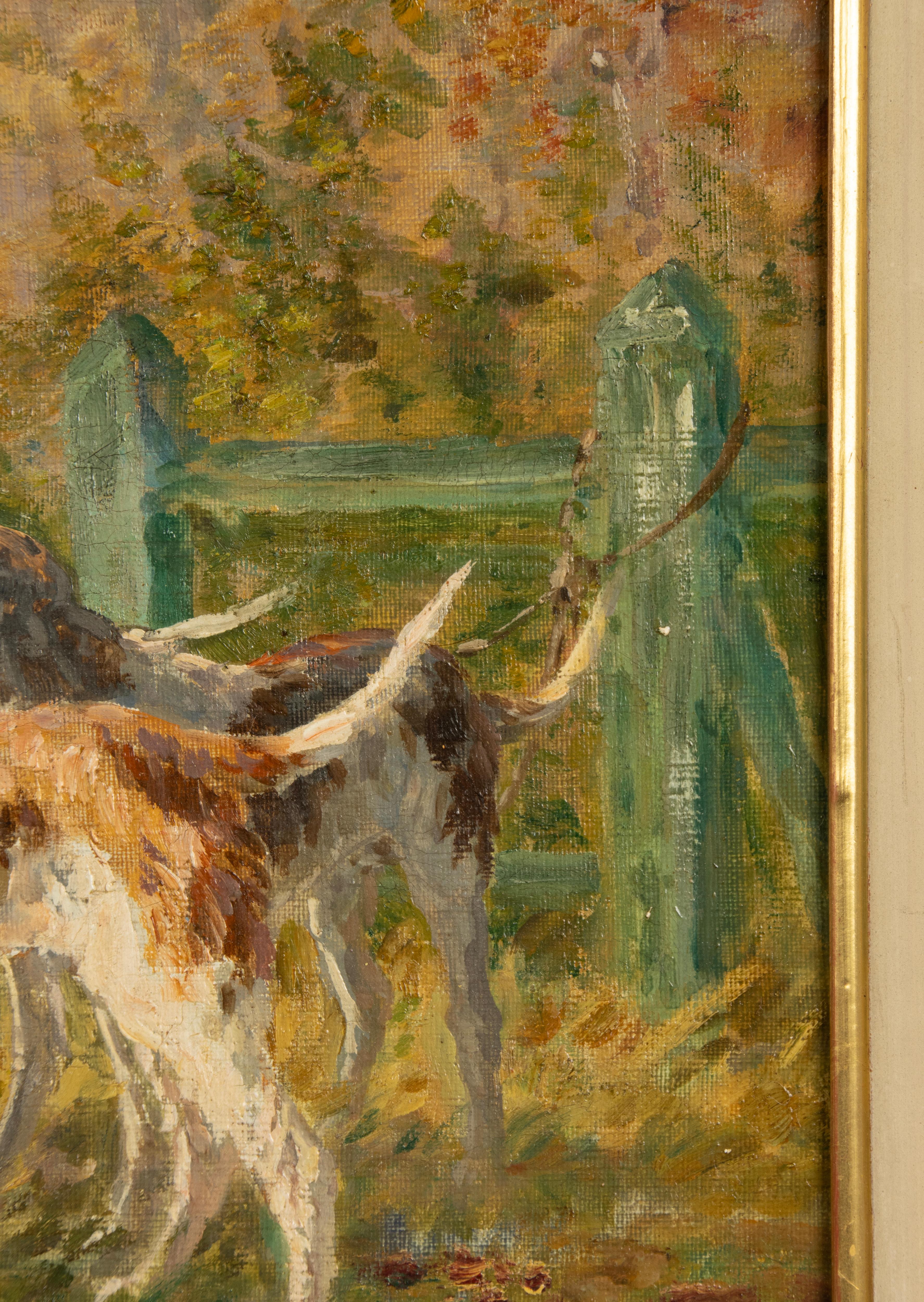 Antikes Ölgemälde - Meute von Jagdhunden - Signiert Marie Didière Calvès  im Angebot 4
