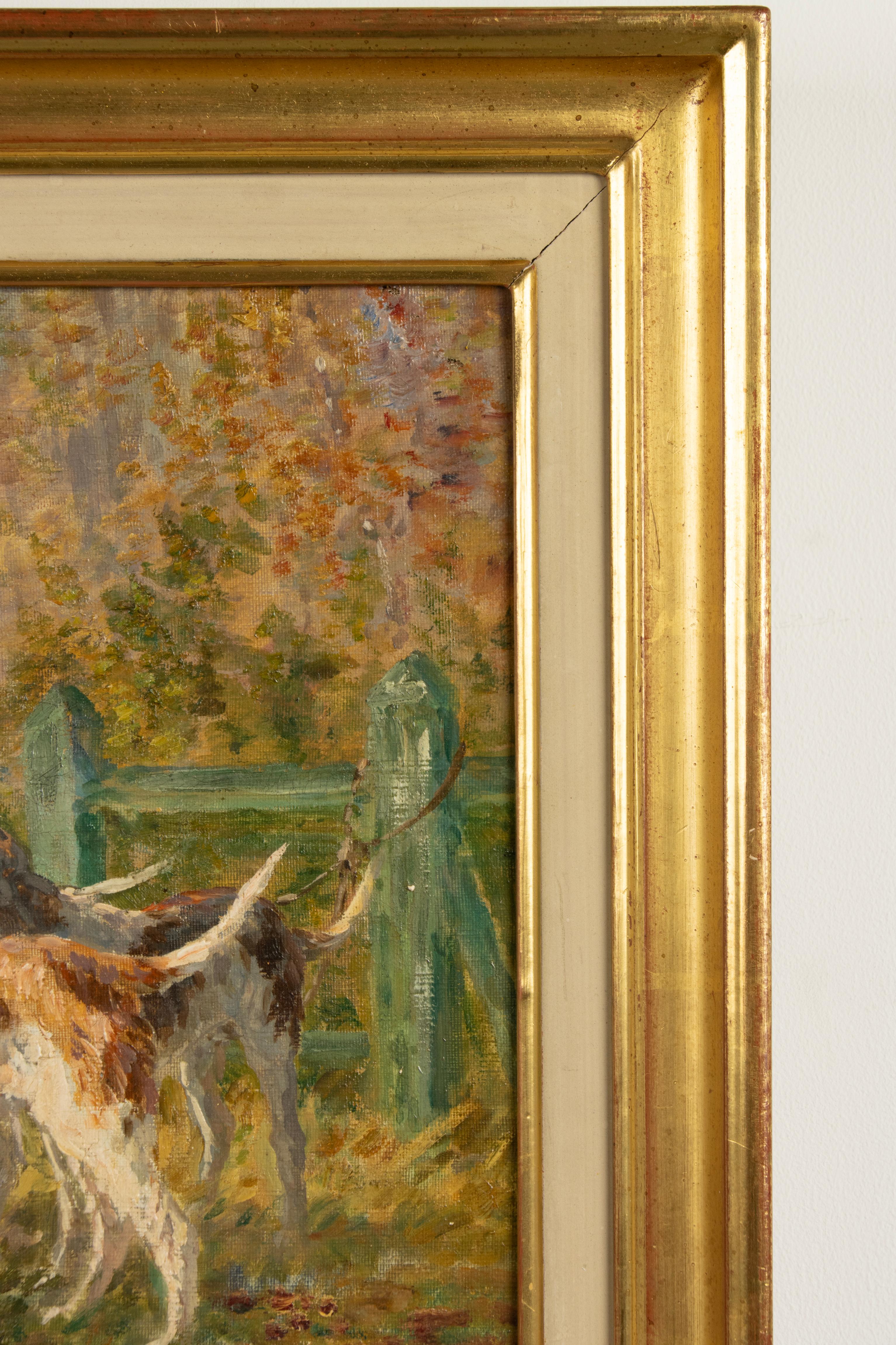 Antikes Ölgemälde - Meute von Jagdhunden - Signiert Marie Didière Calvès  (20. Jahrhundert) im Angebot