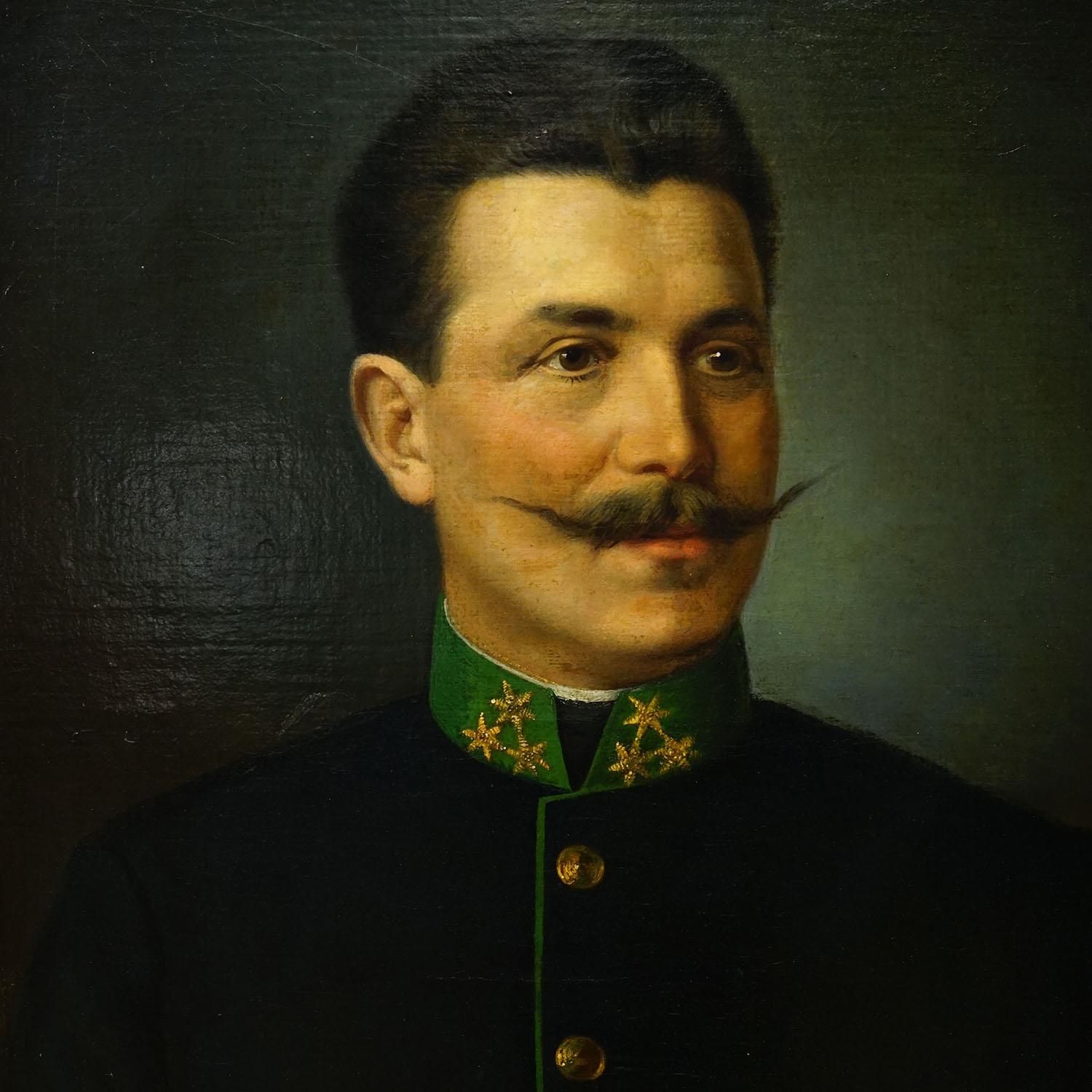 Antikes Ölgemälde Porträt eines volkstümlichen Österreichers, Wien 1892 (Jugendstil) im Angebot