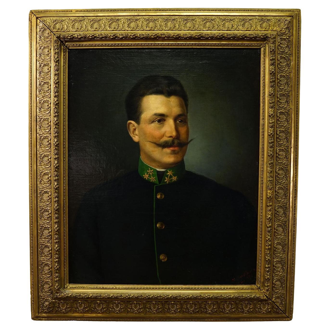 Antikes Ölgemälde Porträt eines volkstümlichen Österreichers, Wien 1892