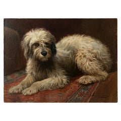 Antique Oil Painting Portrait of a Dog, Adolphe Thomasse