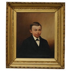 Antique Oil Painting, Portrait of a Young Boy by S.B. Shirley, c1880