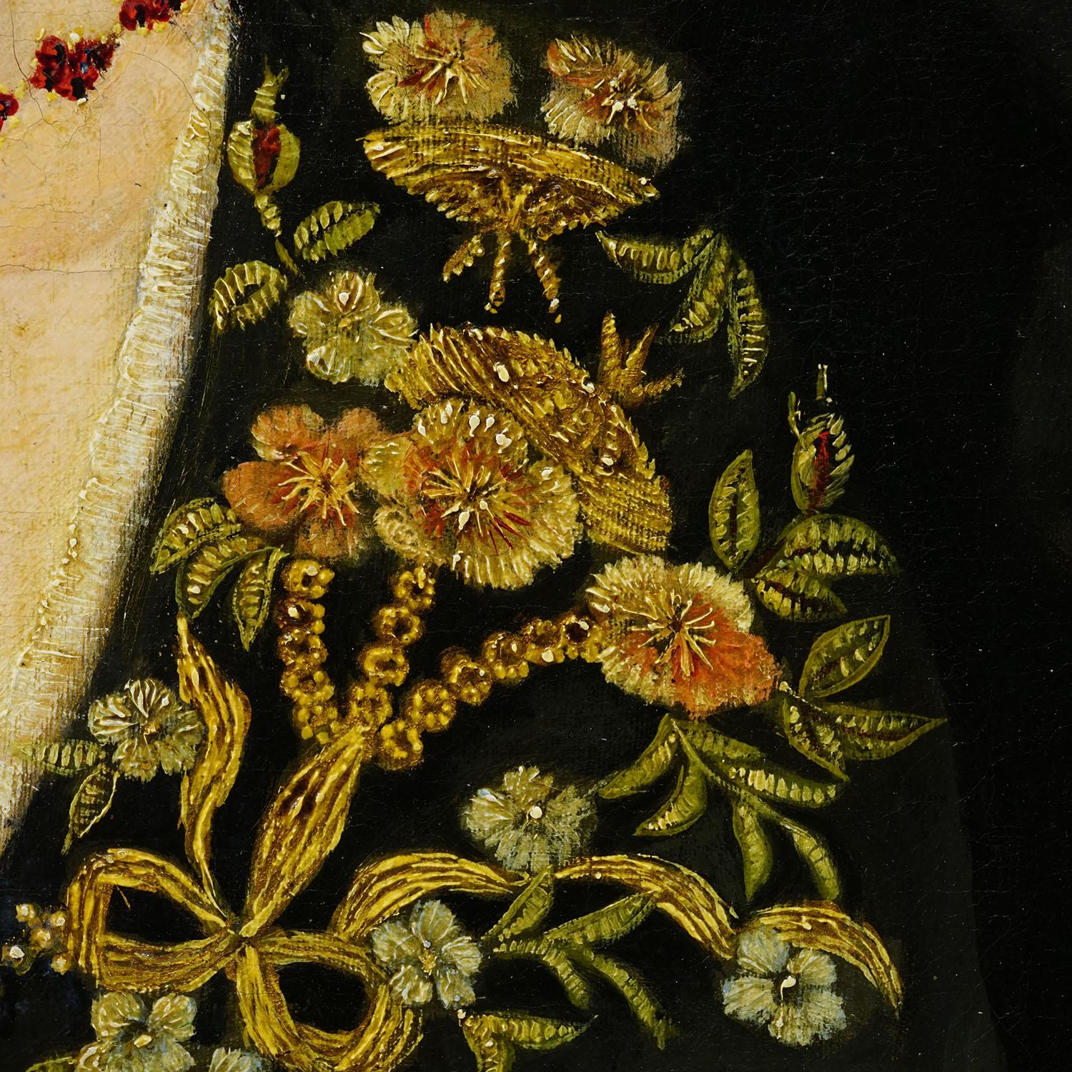 Fin du XIXe siècle Peinture à l'huile ancienne Portrait d'une jeune femme victorienne, Vienne 1892 en vente