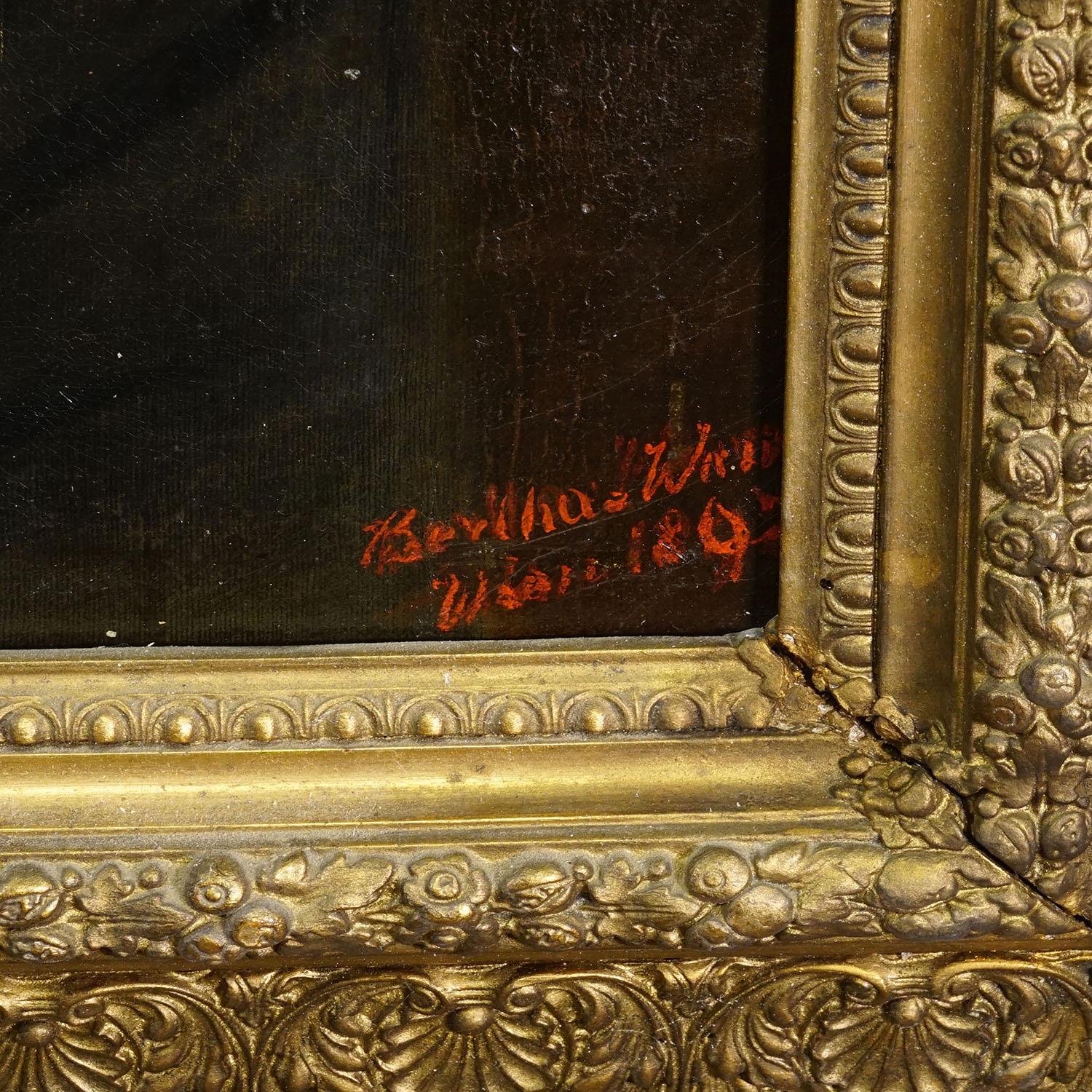 Peinture à l'huile ancienne Portrait d'une jeune femme victorienne, Vienne 1892 en vente 1