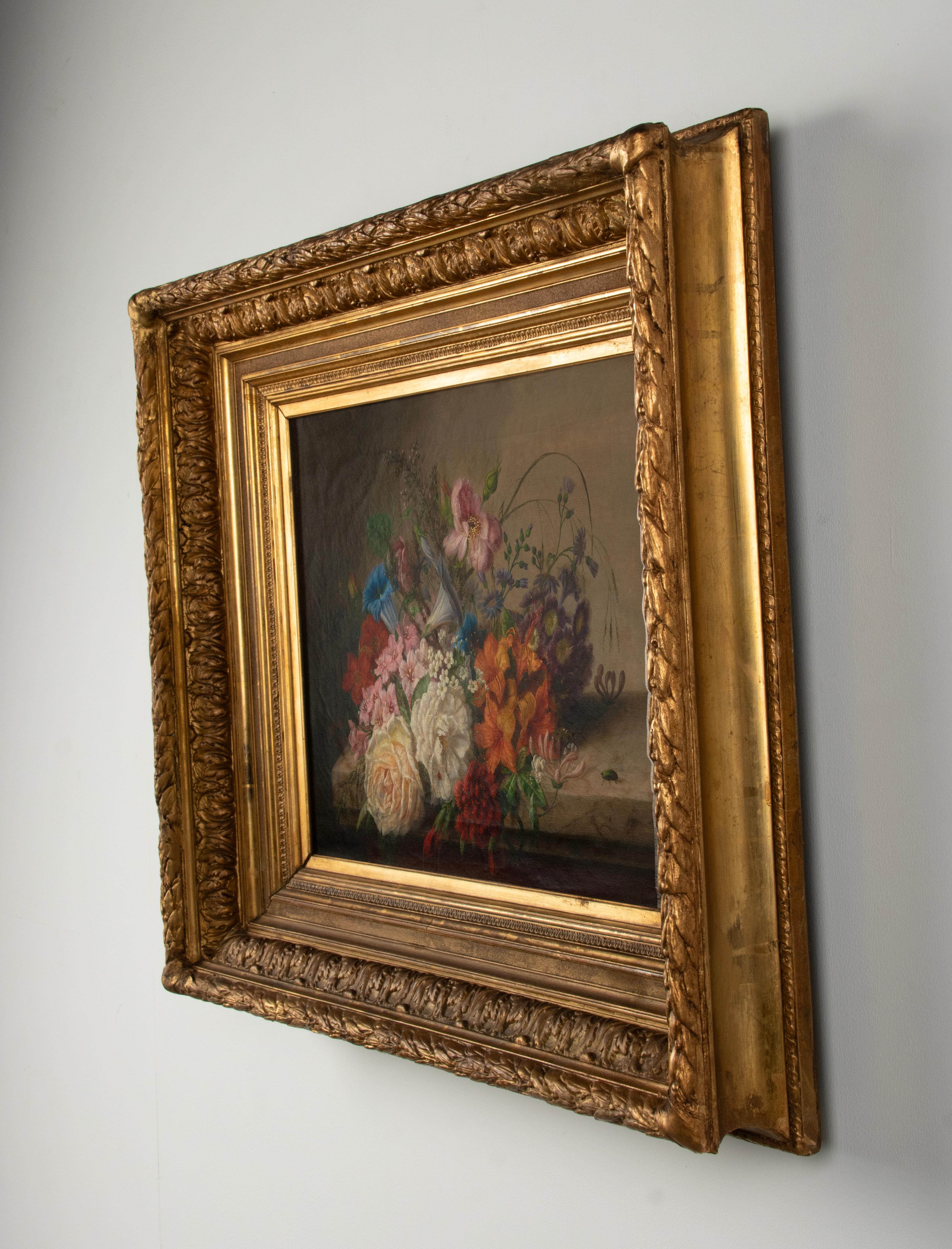 Antique Oil Painting - Renaissance Style Flower Still Life - V. de Sartorius   For Sale 1