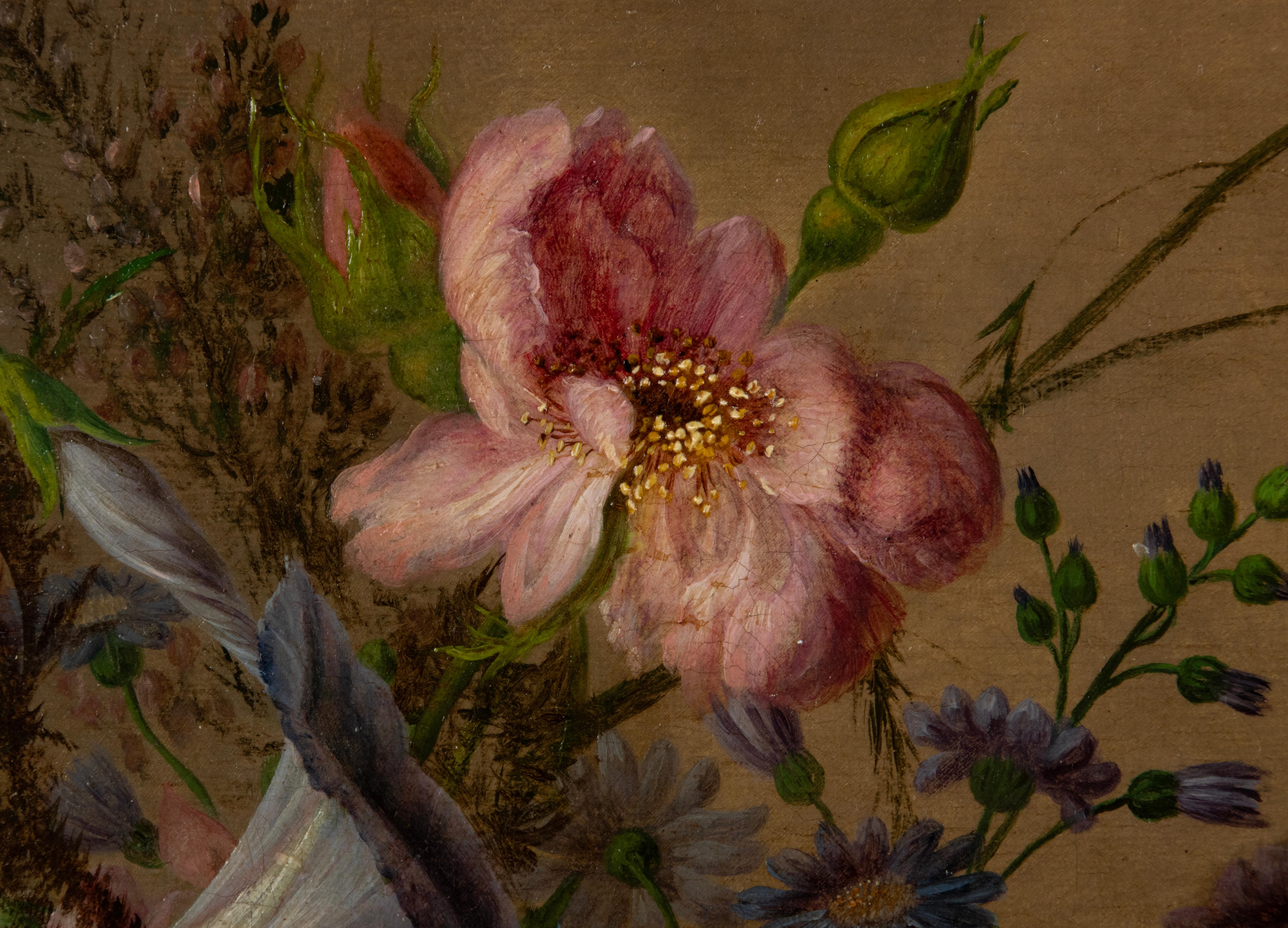 Antique Oil Painting - Renaissance Style Flower Still Life - V. de Sartorius 5