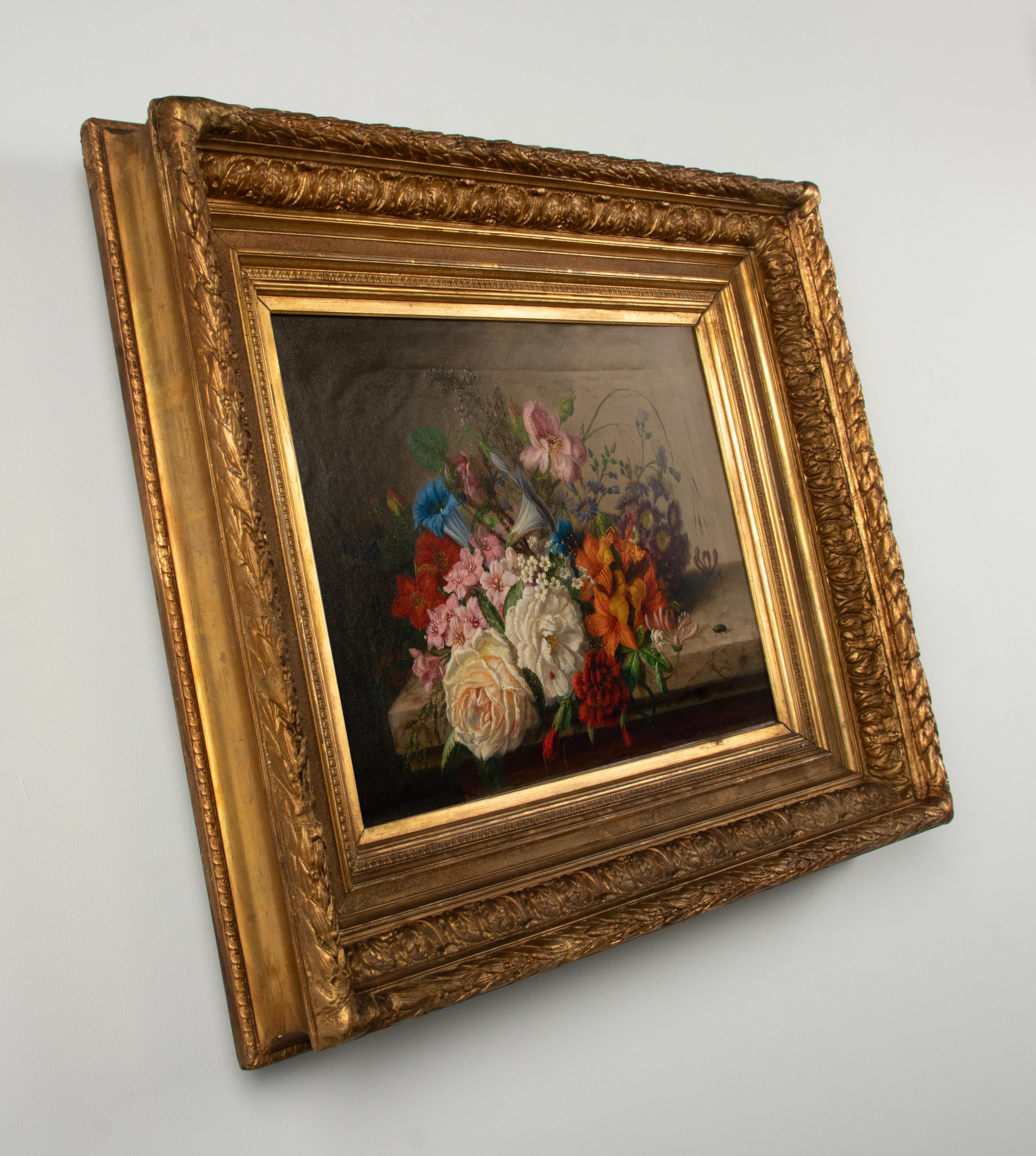 Antique Oil Painting - Renaissance Style Flower Still Life - V. de Sartorius   For Sale 7
