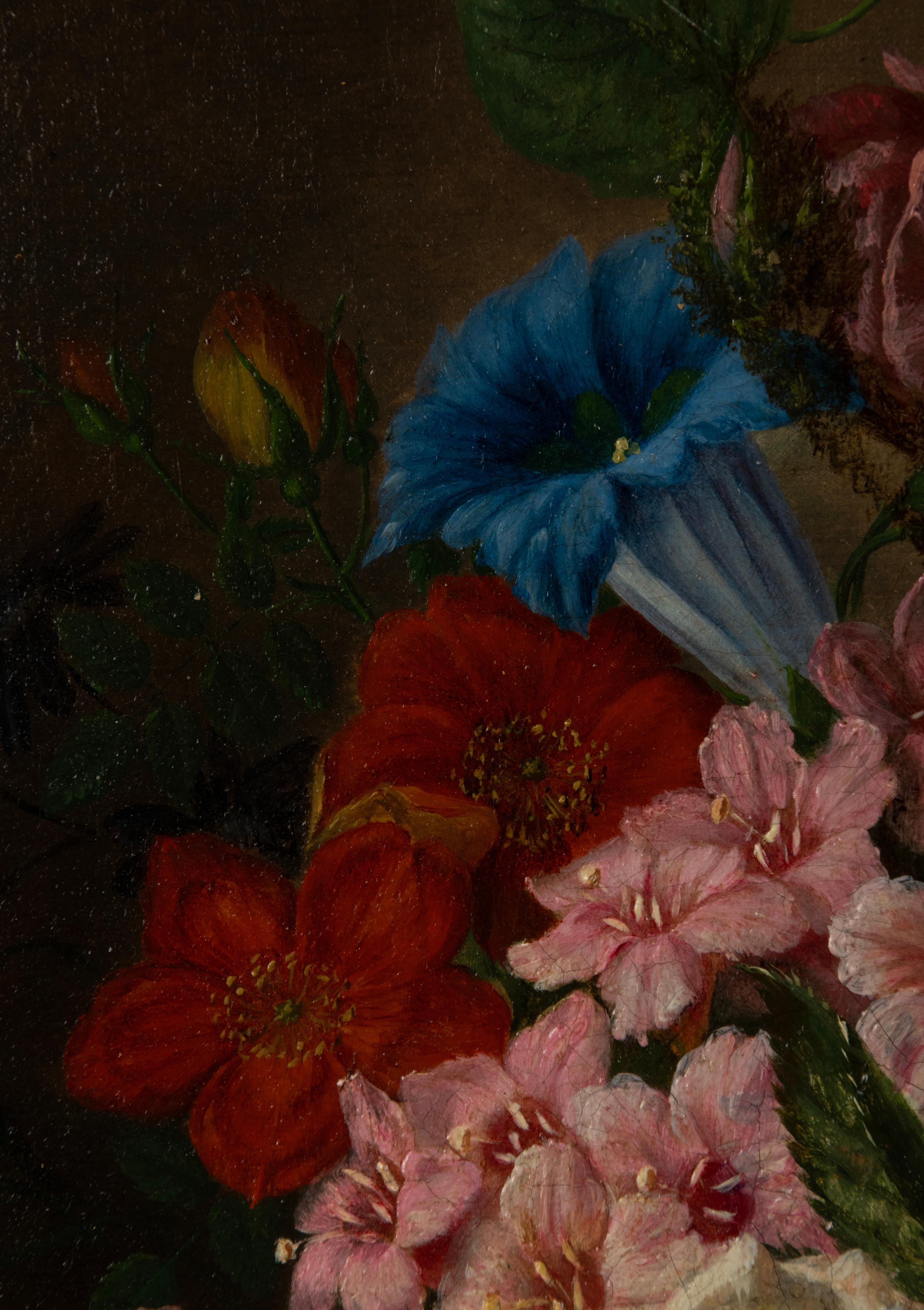 Antique Oil Painting - Renaissance Style Flower Still Life - V. de Sartorius   For Sale 7
