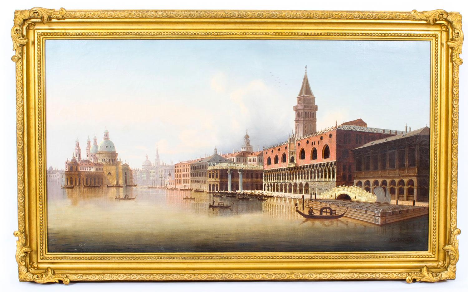 Antique Oil Painting Riva Degli Schiavoni Venice Vavrinec Zabehlicky 3