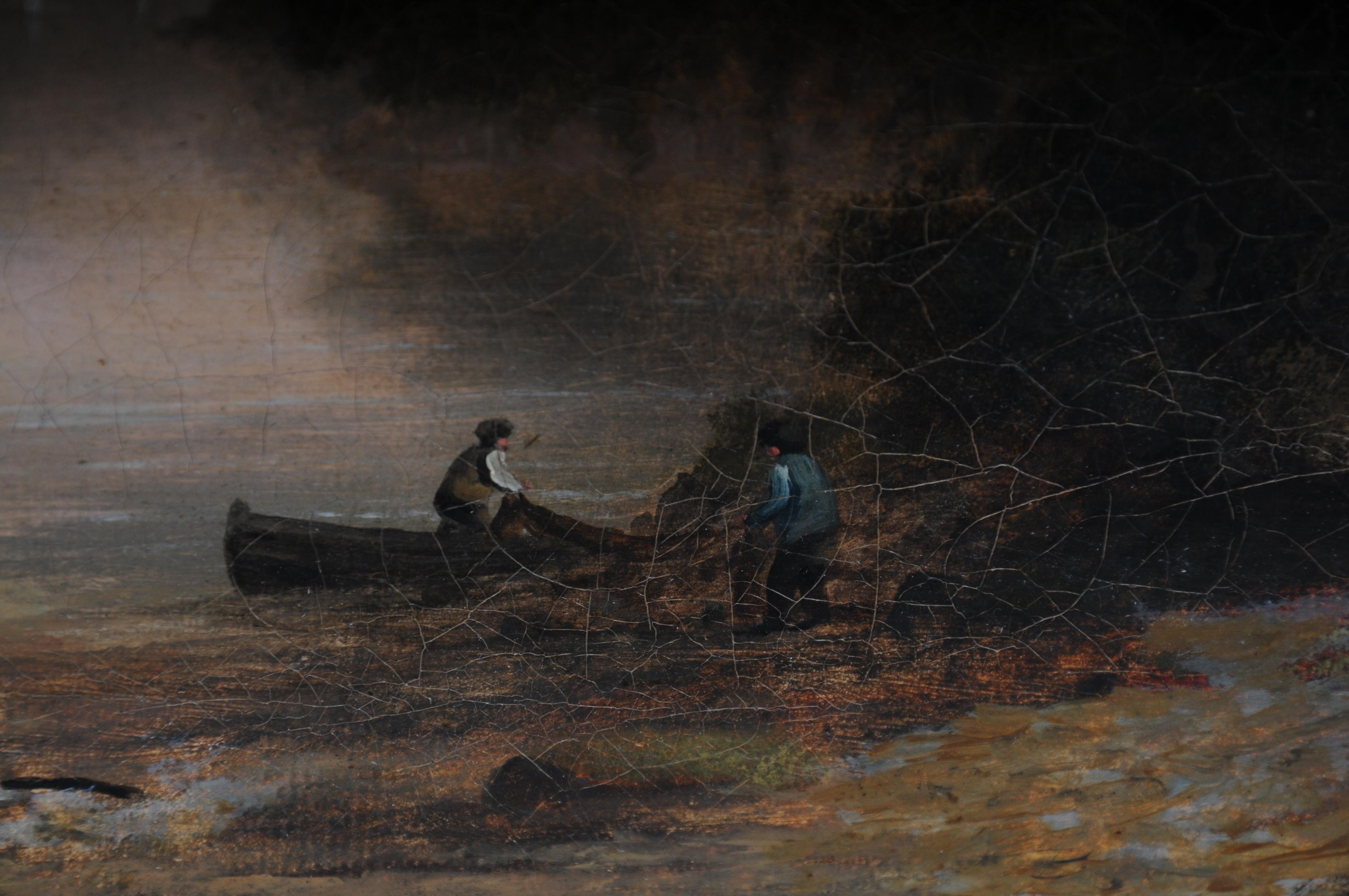 Antique oil painting romance landscape painting. 19th century For Sale 5