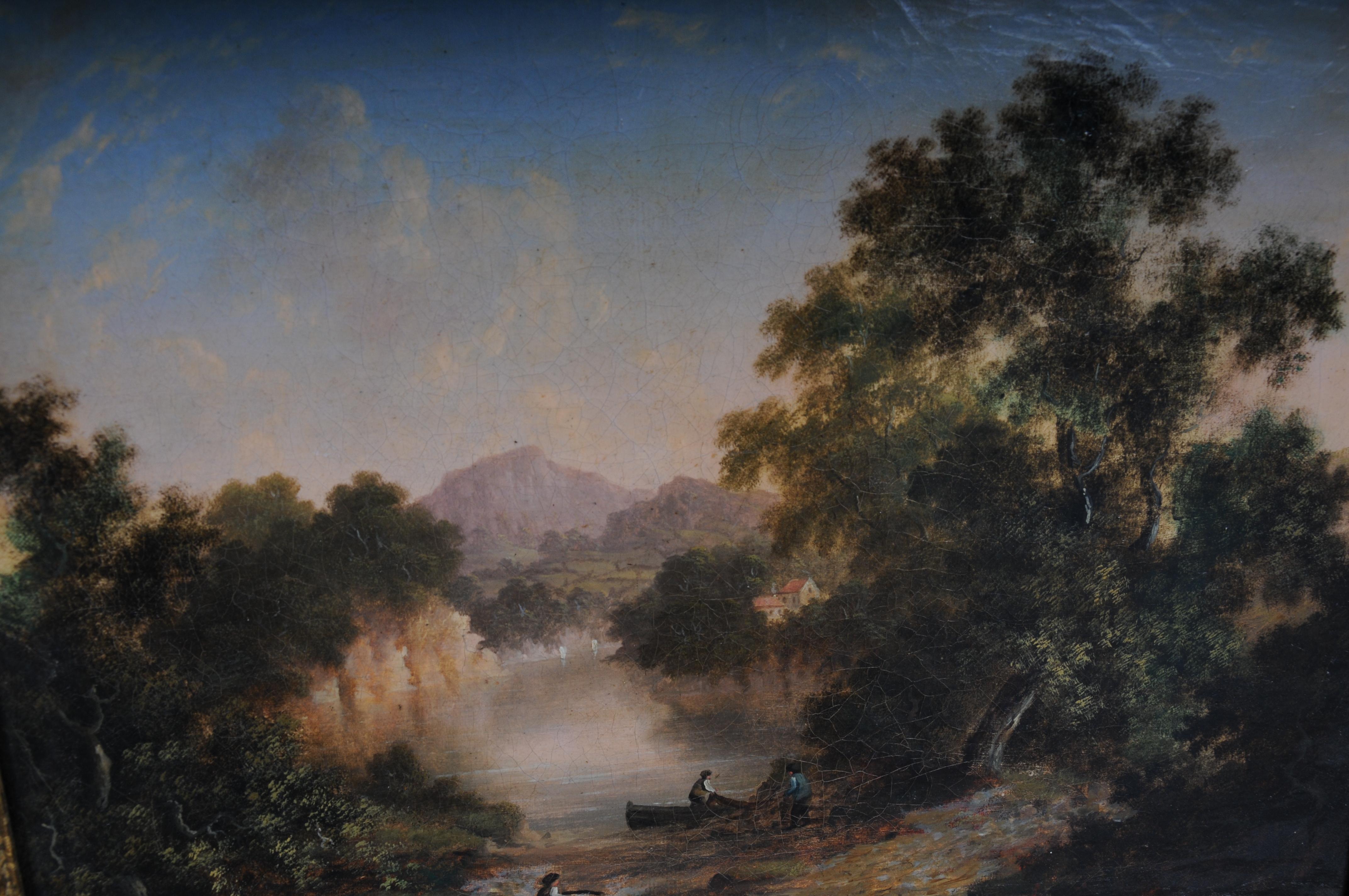 Peinture à l'huile ancienne, paysage romantique. 19ème siècle en vente 6