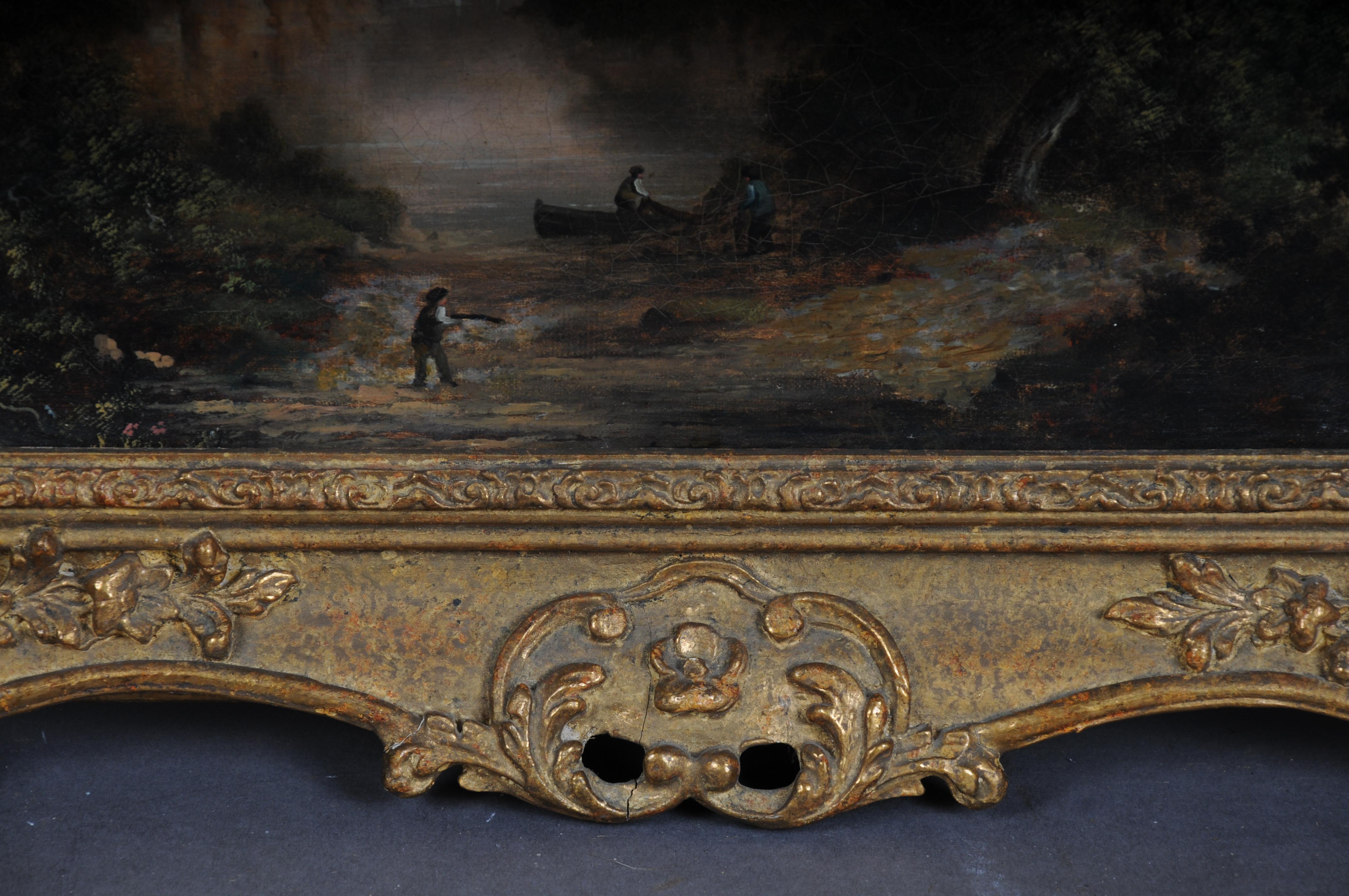 XIXe siècle Peinture à l'huile ancienne, paysage romantique. 19ème siècle en vente