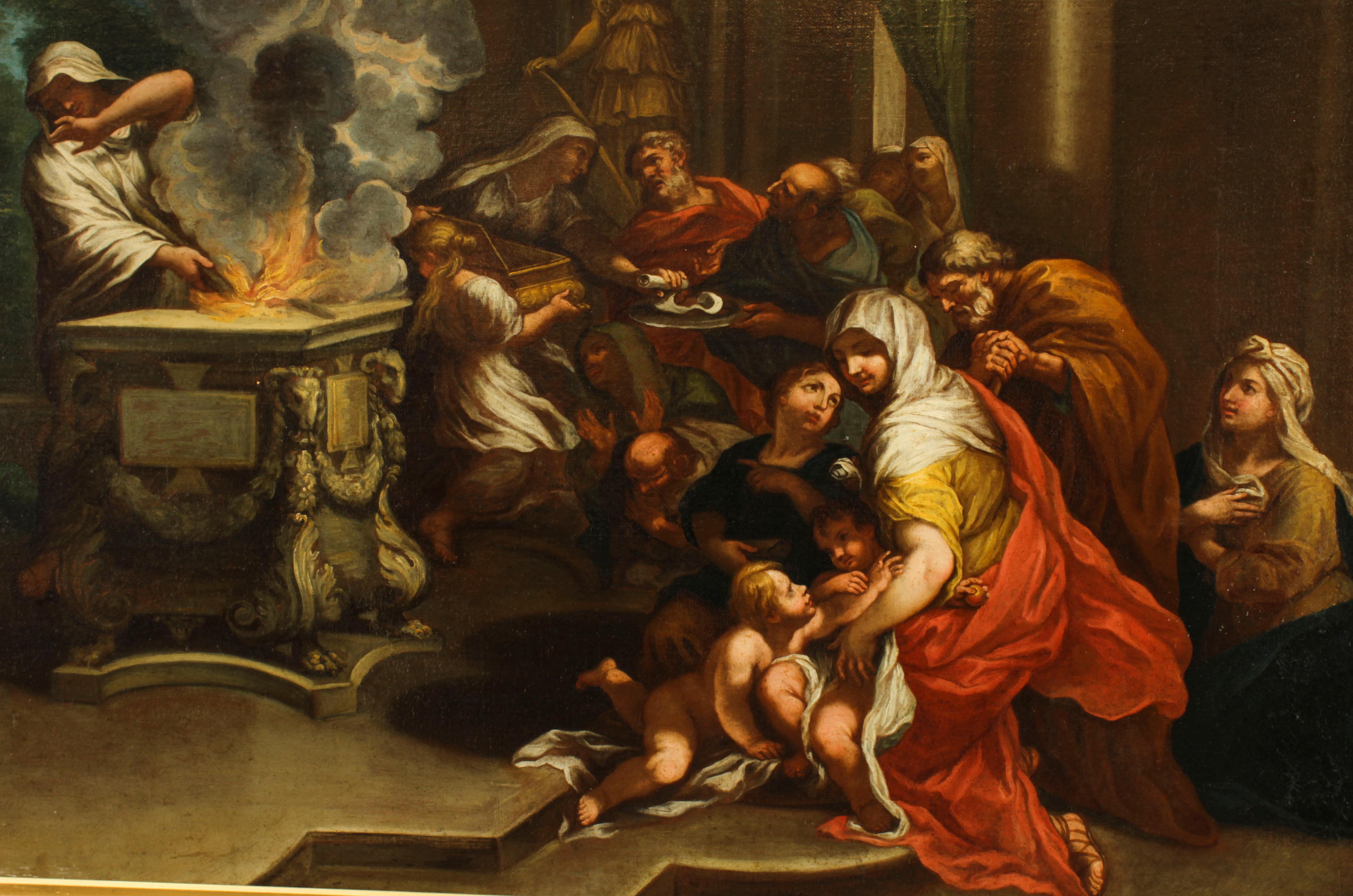 Peinture à l'huile ancienne « Sacrifice to Minerva » Odoardo Vicinelli Letterfourie 18e siècle en vente 2