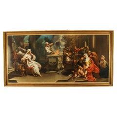 Antique Oil Painting "Sacrifice to Minerva" Odoardo Vicinelli Letterfourie 18thC