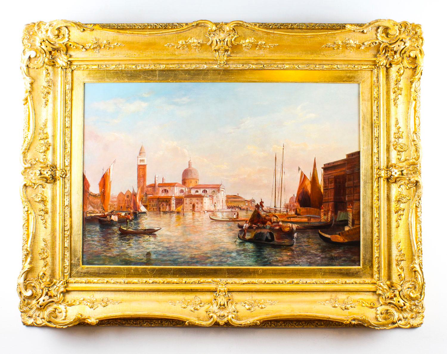 Antique Oil Painting San Giorgio Maggiore Venice Alfred Pollentine 19th Century 6