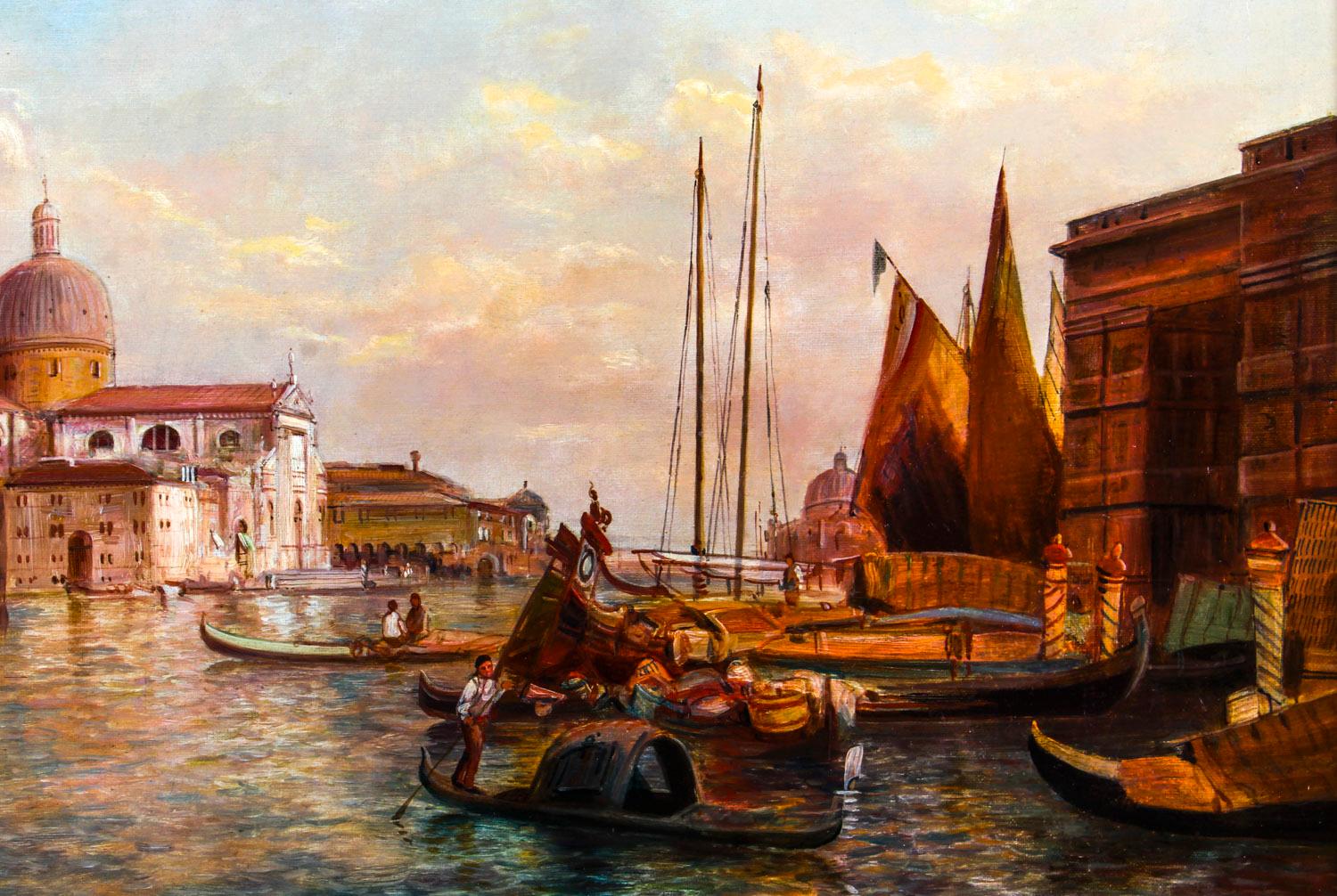 Gilt Antique Oil Painting San Giorgio Maggiore Venice Alfred Pollentine 19th Century