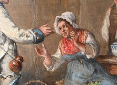 Antique Oil Painting Signed Dansaert Soldier Homecoming Portrait