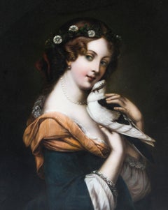 Antique Oil Painting, 'Simple Amour' after Constant J Brochart, 19th Century