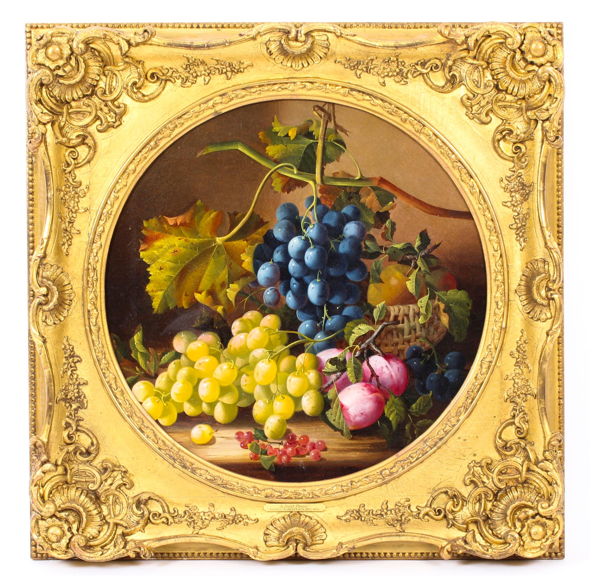 Antique Oil Painting Still Life of Fruit Attributed to Maria Margitson 7