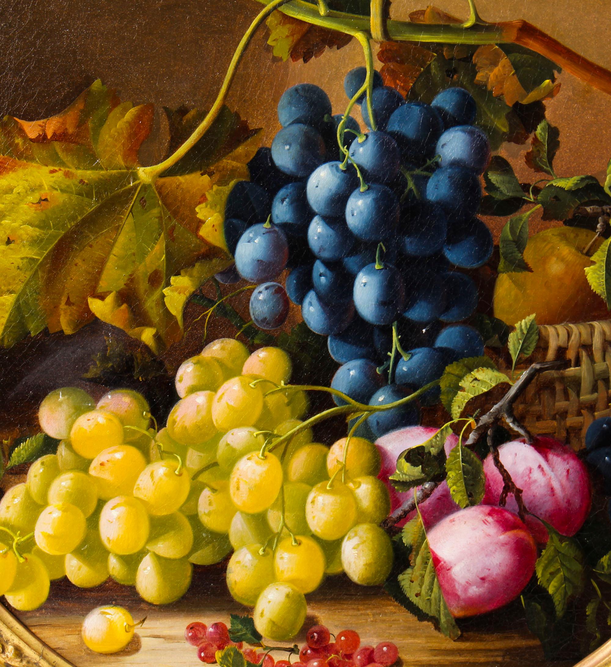 Antique Oil Painting Still Life of Fruit Attributed to Maria Margitson In Good Condition In London, GB