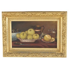Antique Oil Painting, Still Life with Fruit (Apples), 19th C