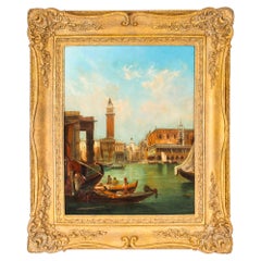 Antique Oil Painting The Doge's Palace Alfred Pollentine 19th Century