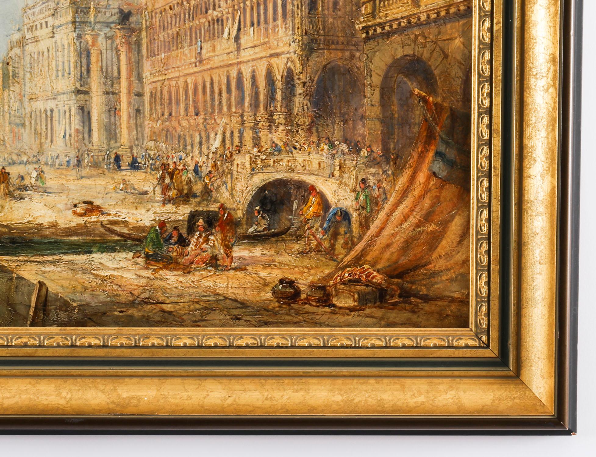 Antico dipinto a olio Il Palazzo dei Dogi Venezia Jane Vivian XIX secolo in vendita 5