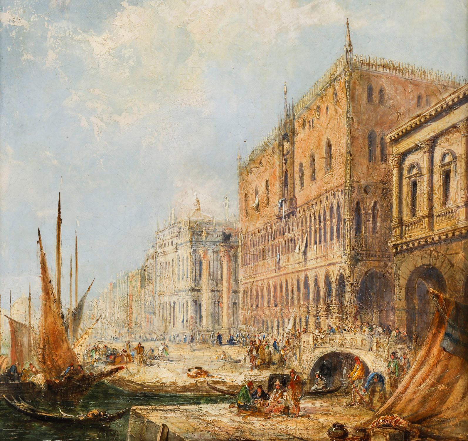 Antico dipinto a olio Il Palazzo dei Dogi Venezia Jane Vivian XIX secolo In condizioni buone in vendita a London, GB